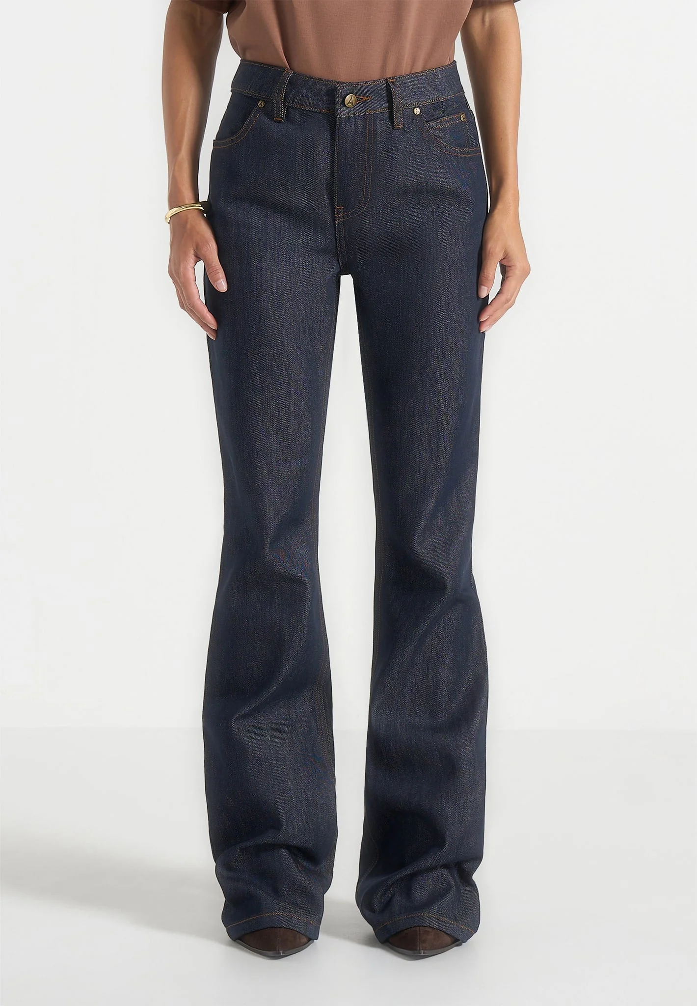 Abbie - Stacked Fit And Flare Jeans - Indigo - Image 3