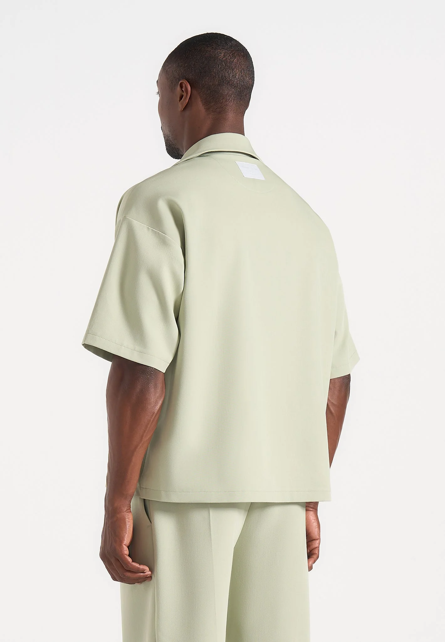 Abel - Boxy Double Breasted Tailored Shirt - Sage - Image 4