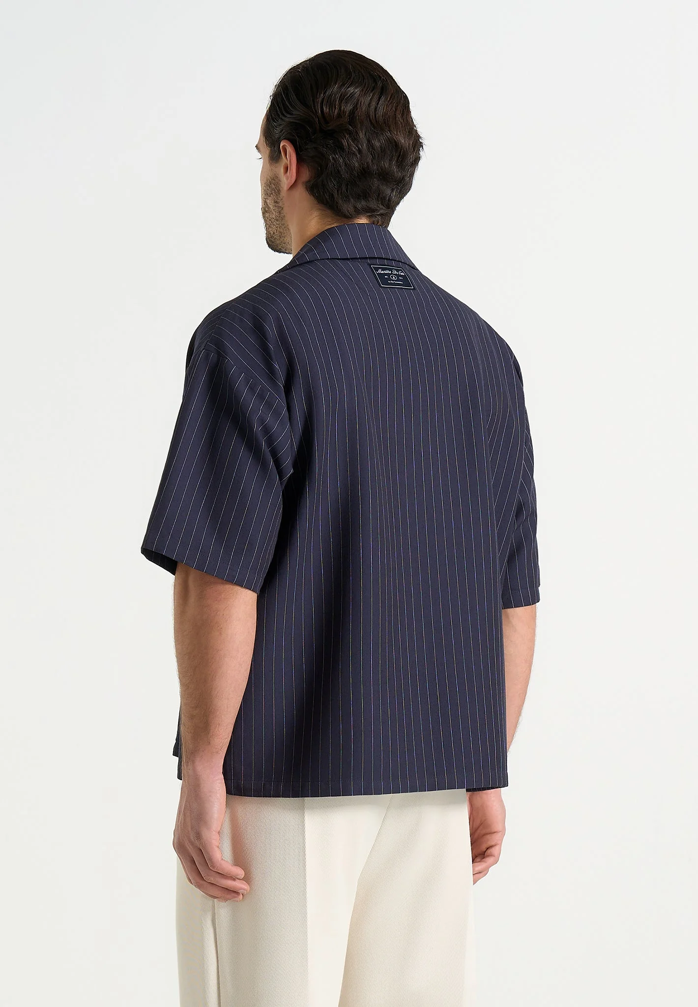Abel - Boxy Pinstripe Double Breasted Shirt - Navy - Image 5