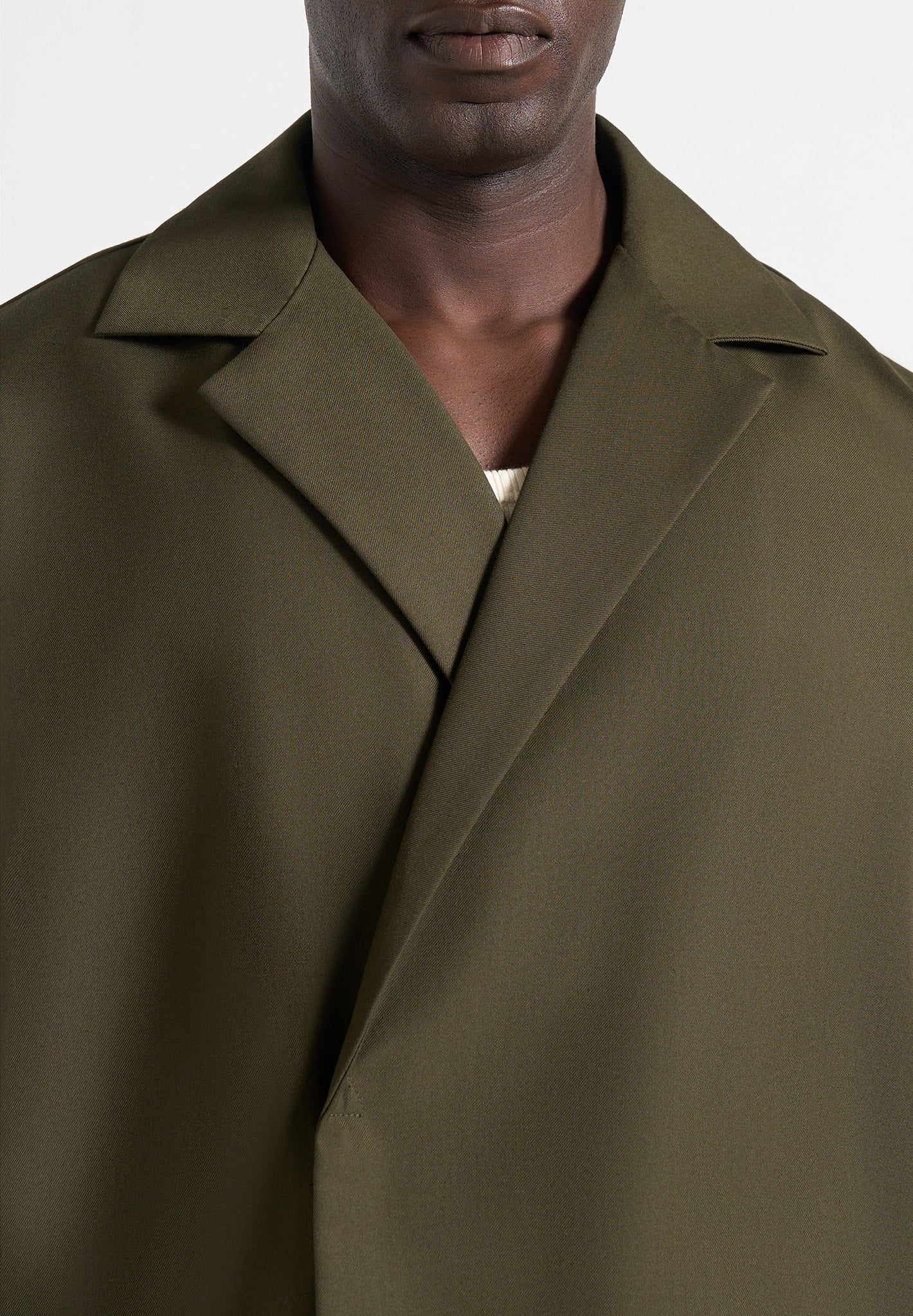 Abel - Boxy Twill Double Breasted Shirt - Olive - Image 4