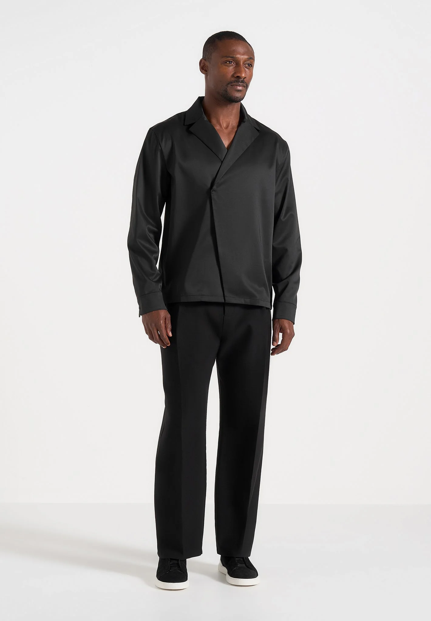 Alban - Satin Double Breasted Shirt - Black