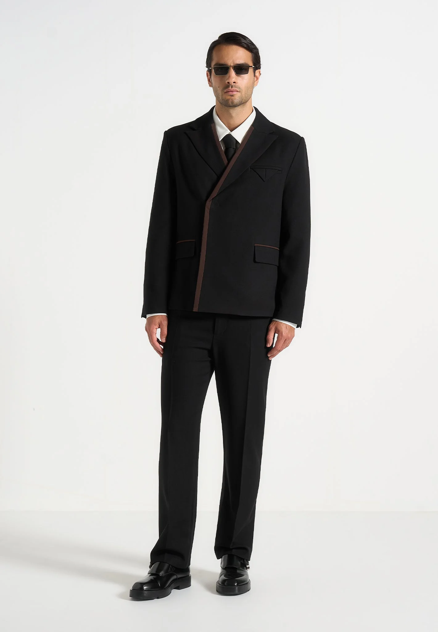 Alec - Double Breasted Suit jacket With Contrast Lapel - Black - Image 2