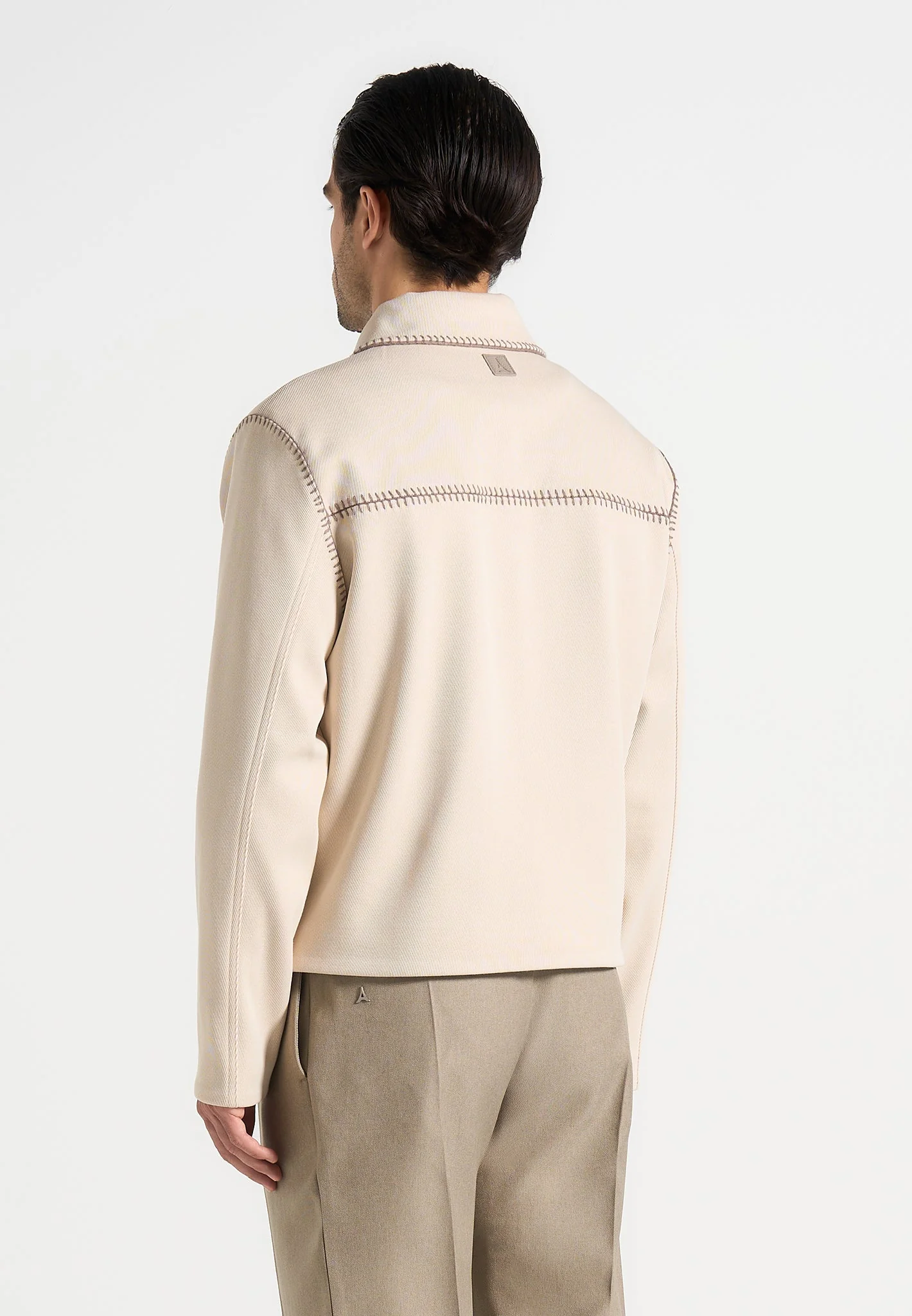 Alex - Whipstitch Twill Boxy Jacket - Cream - Image 6