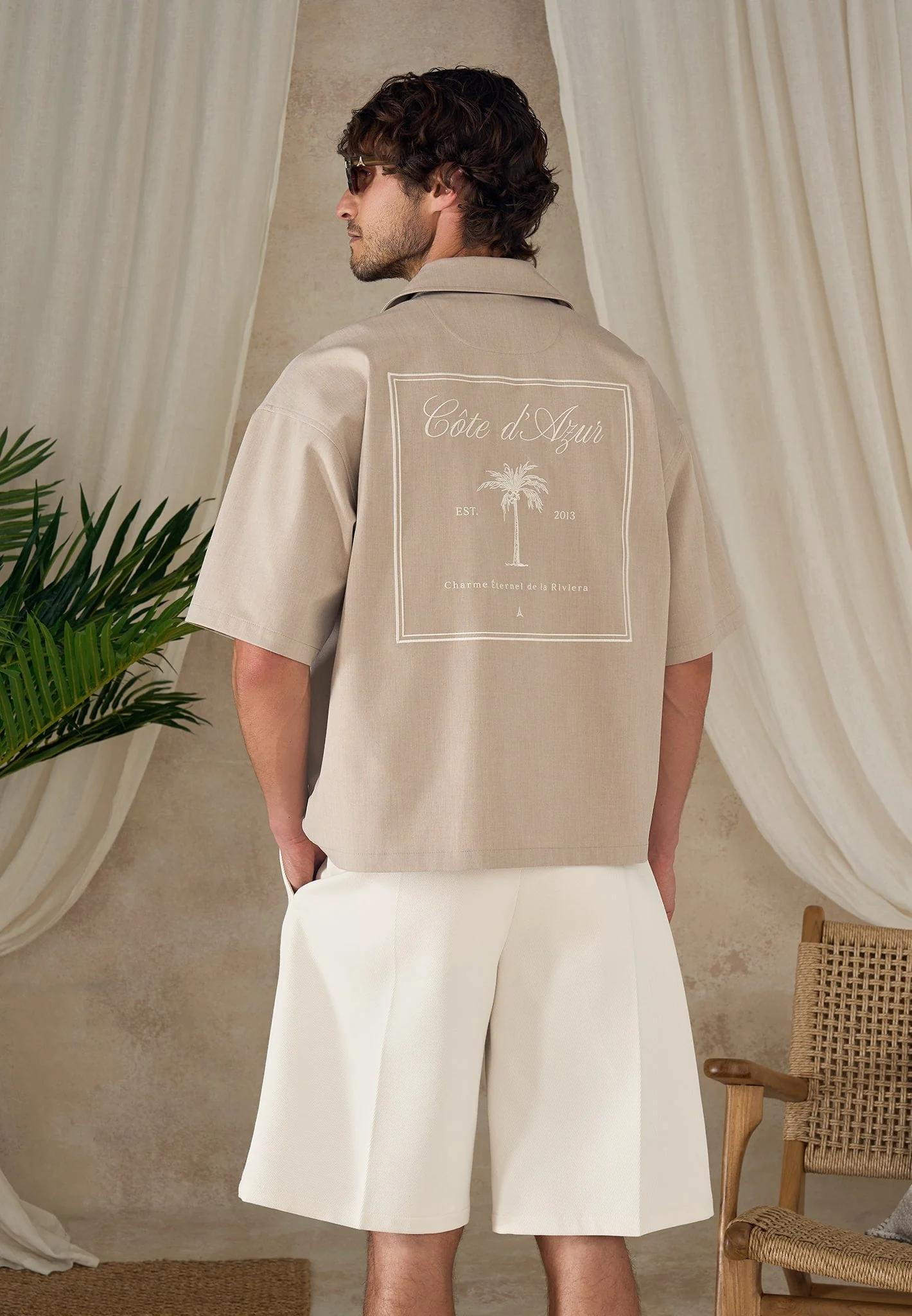 Alexis - Unisex Cote d'Azur Boxy Shirt - Beige - Image 10