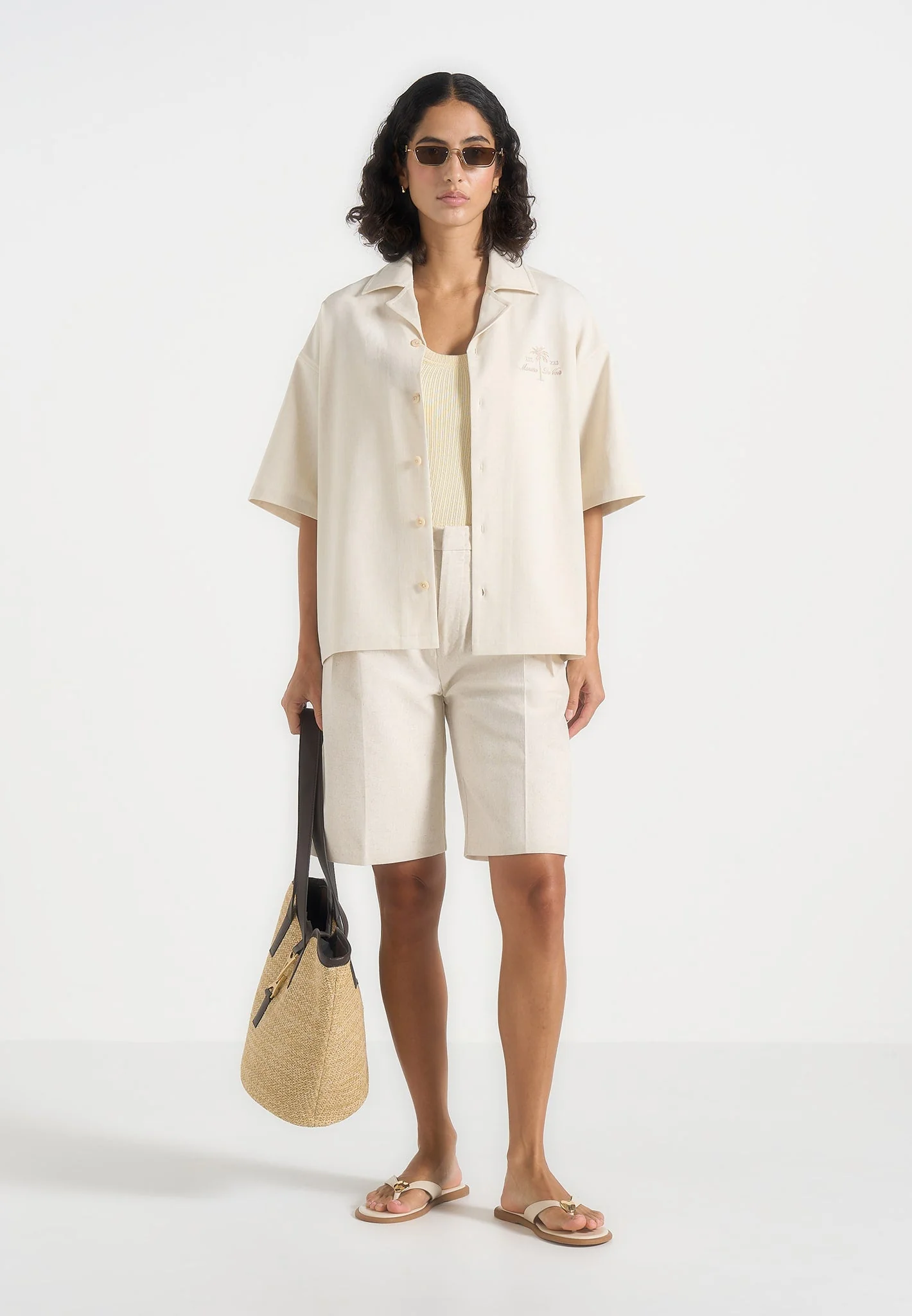 Alexis - Unisex Cote d'Azur Boxy Shirt - Cream - Image 6