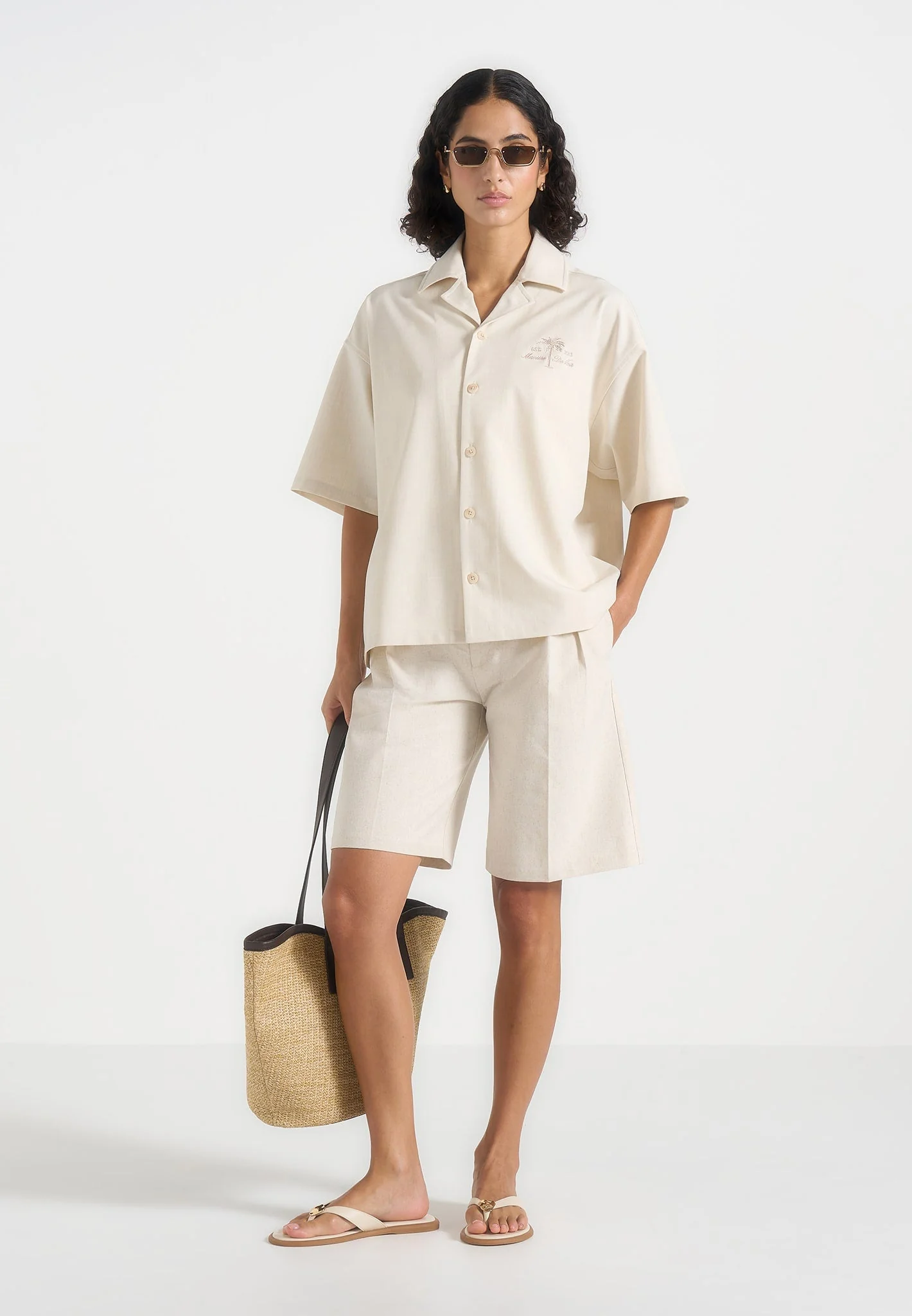 Alexis - Unisex Cote d'Azur Boxy Shirt - Cream - Image 7
