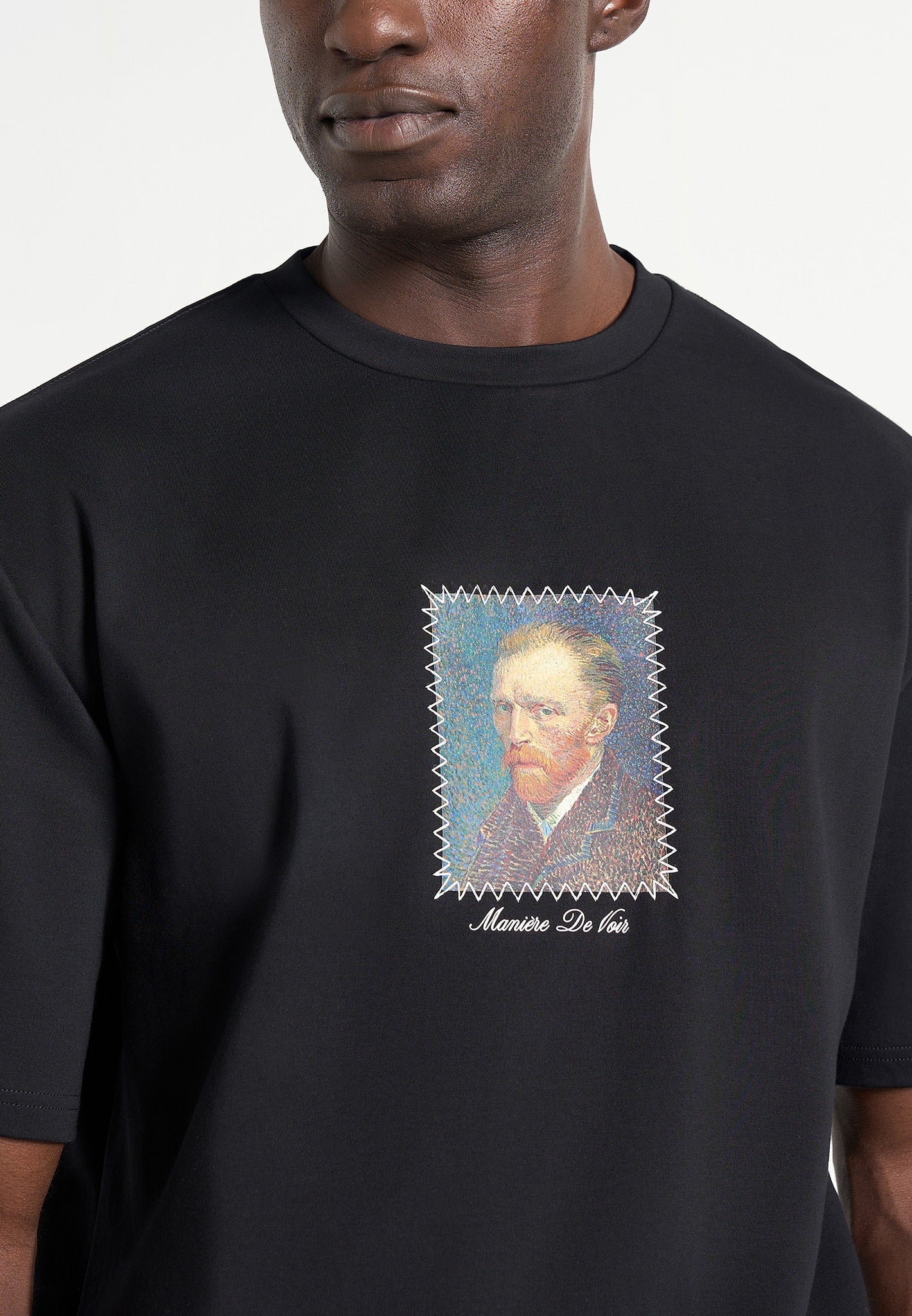 Anders - Cafe Terrace At Night Cotton T-Shirt - Black - Image 5