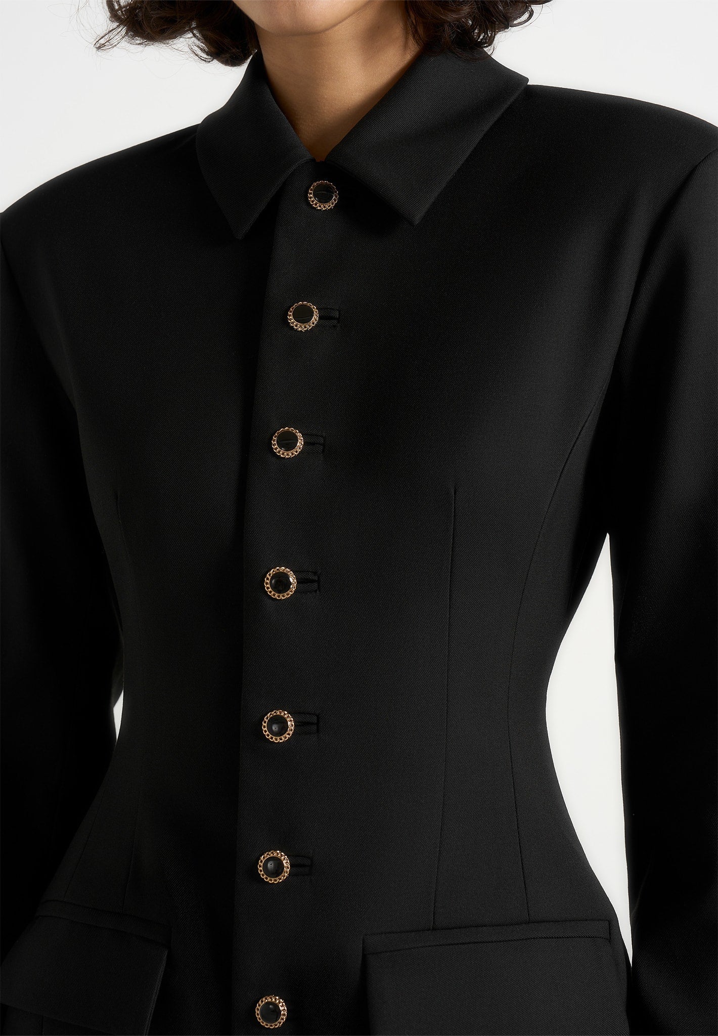 Amelie - Hourglass Button Up Blazer Dress - Black - Image 4