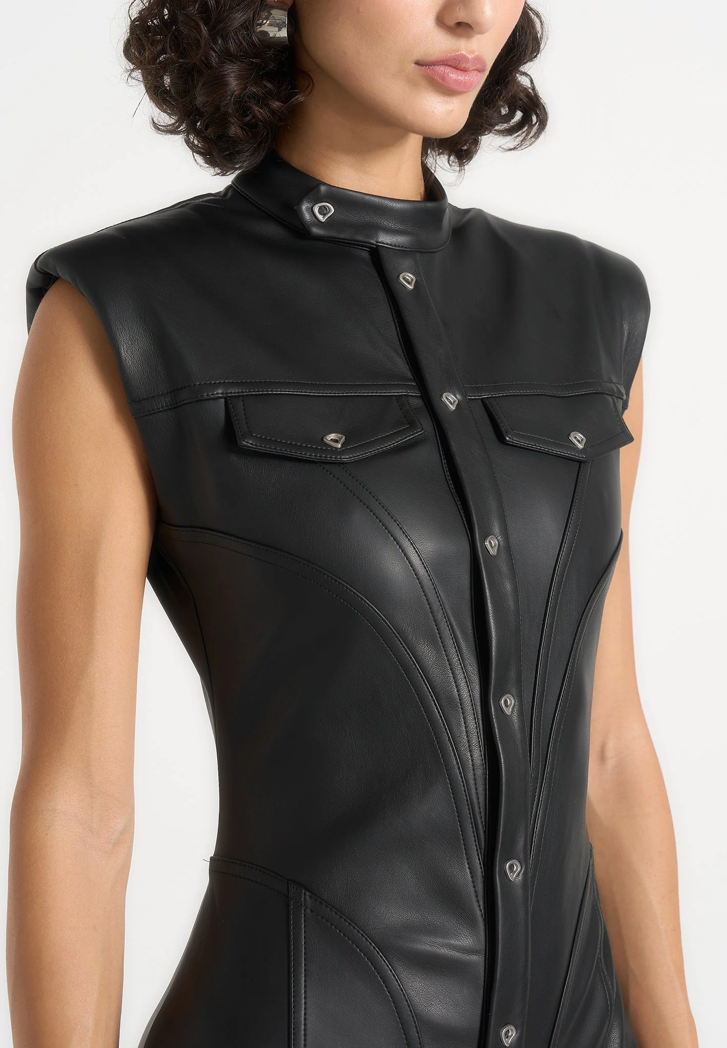 Annette - Leather Jumpsuit - Black - Image 3