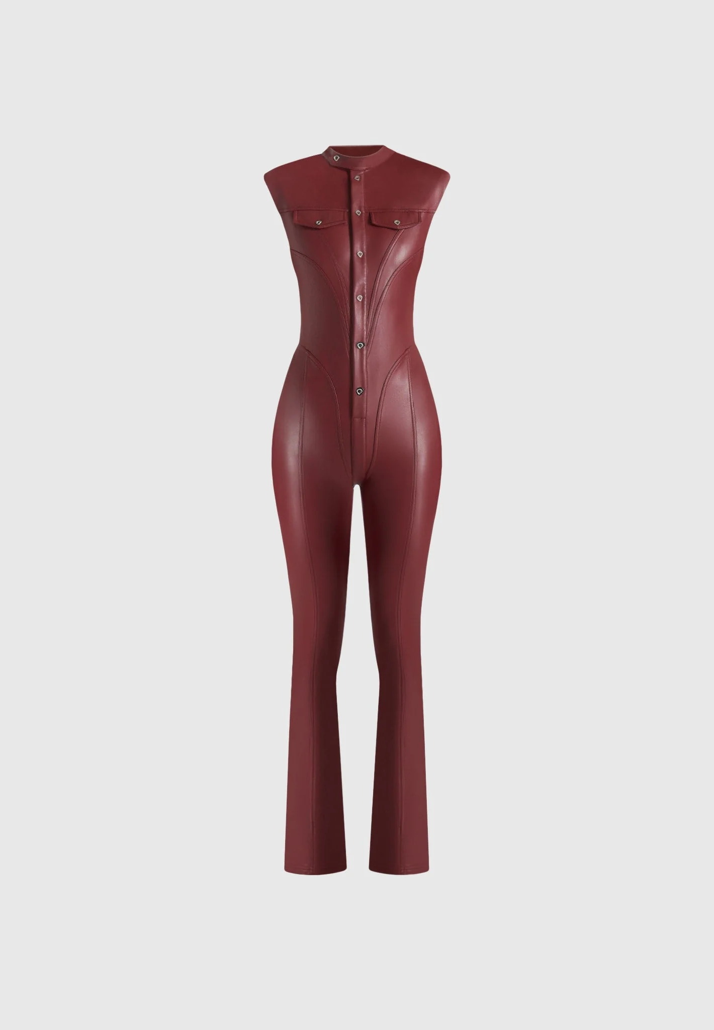 Annette - Leather Jumpsuit - Wine Red - Image 6