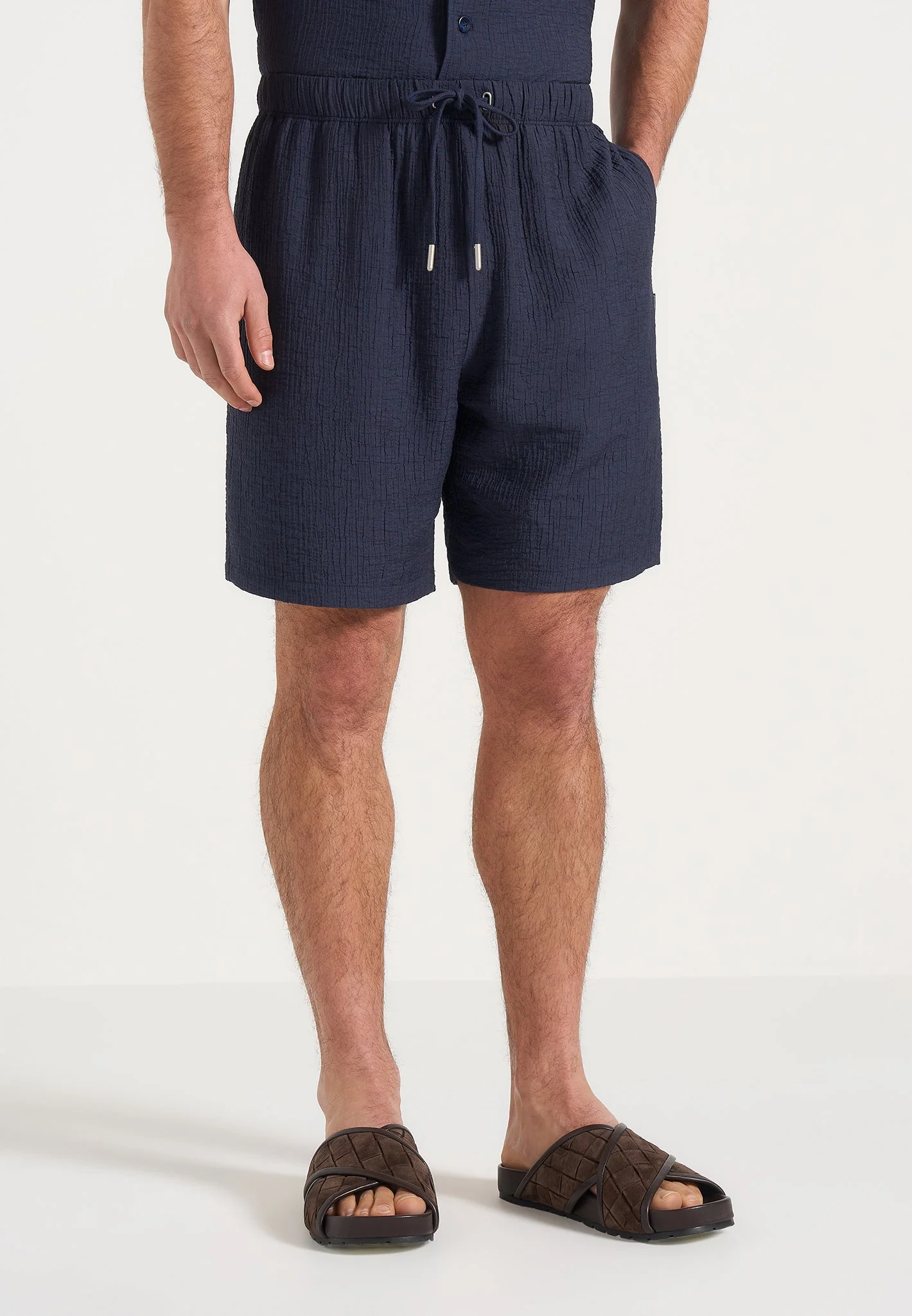 Ari - Unisex Textured Shorts - Navy - Image 2