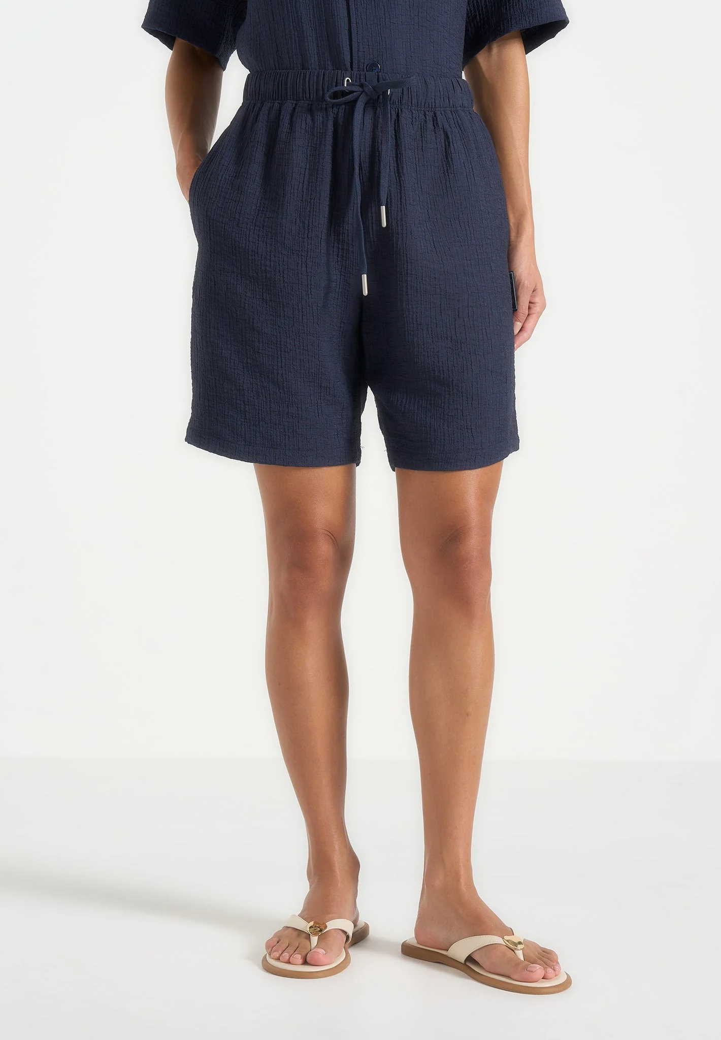 Ari - Unisex Textured Shorts - Navy - Image 3