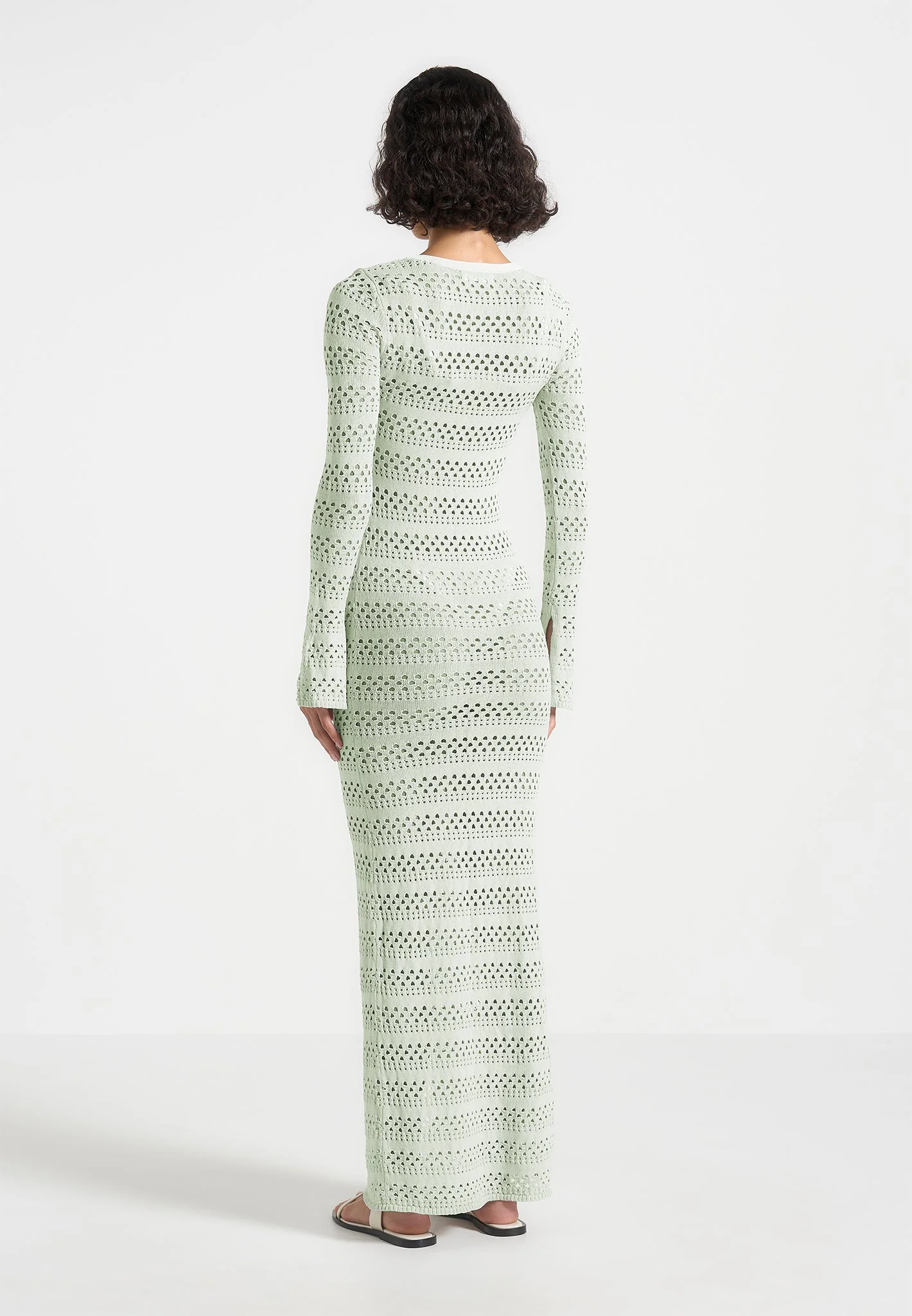 Aria - Pointelle Knit Cover Up - Sage/White - Image 4