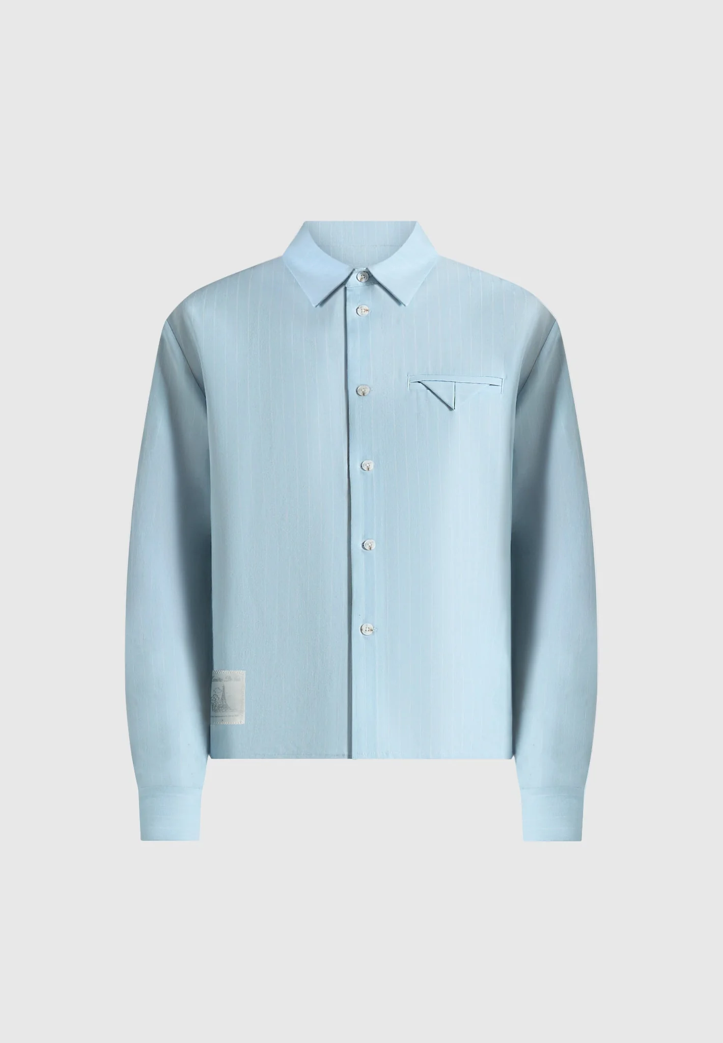 Arlo - Pinstripe Cropped Long Sleeve Shirt - Blue - Image 5
