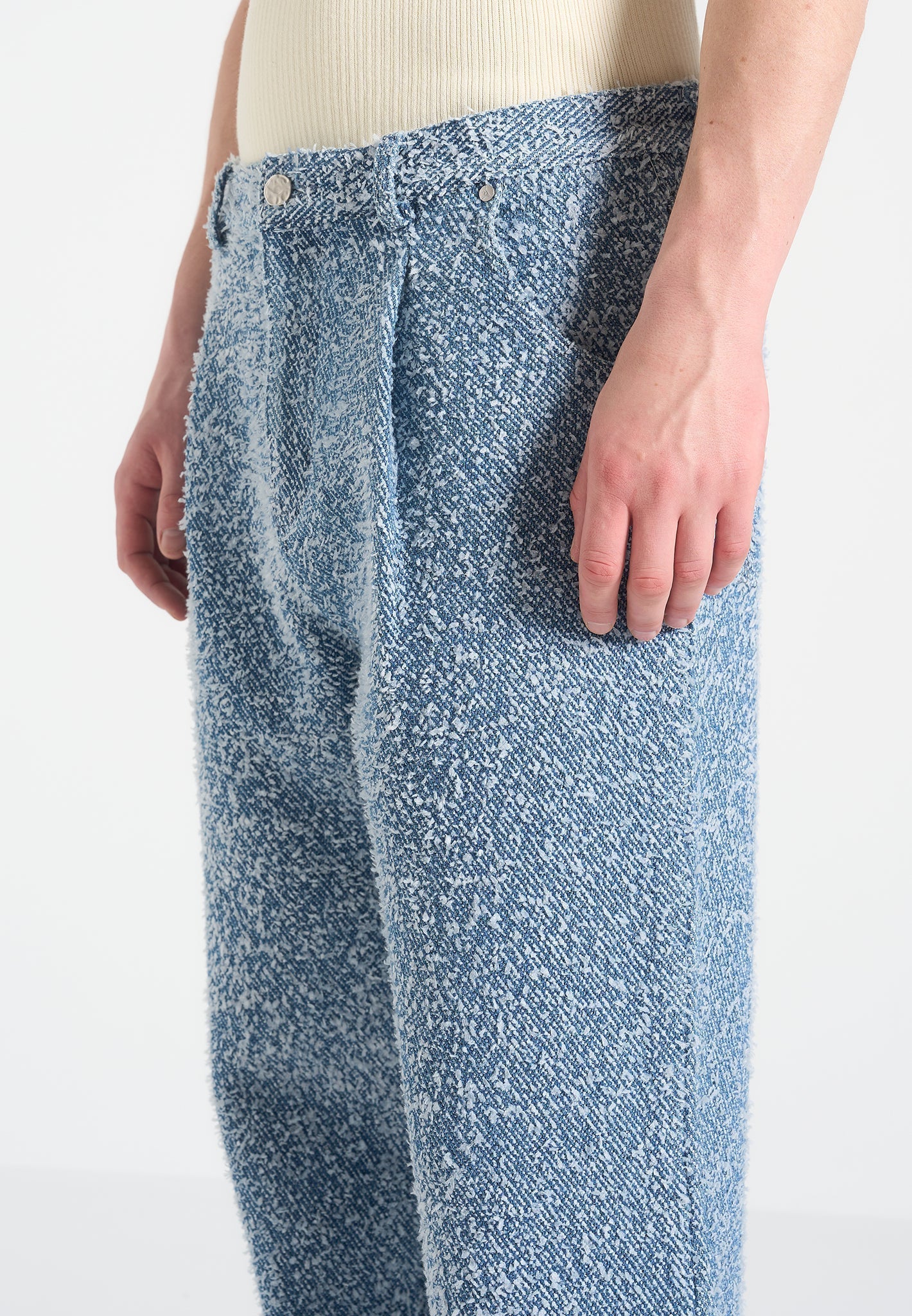 Arnault - Boucle Pleated Denim Jeans - Blue - Image 4