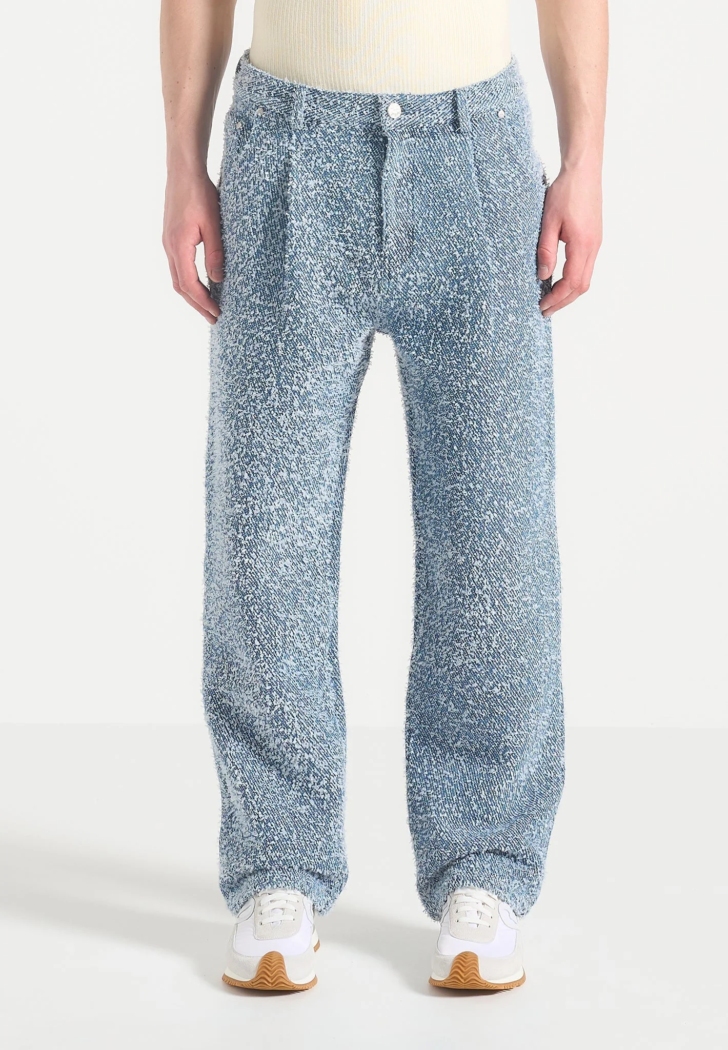 Arnault - Boucle Pleated Denim Jeans - Blue - Image 6