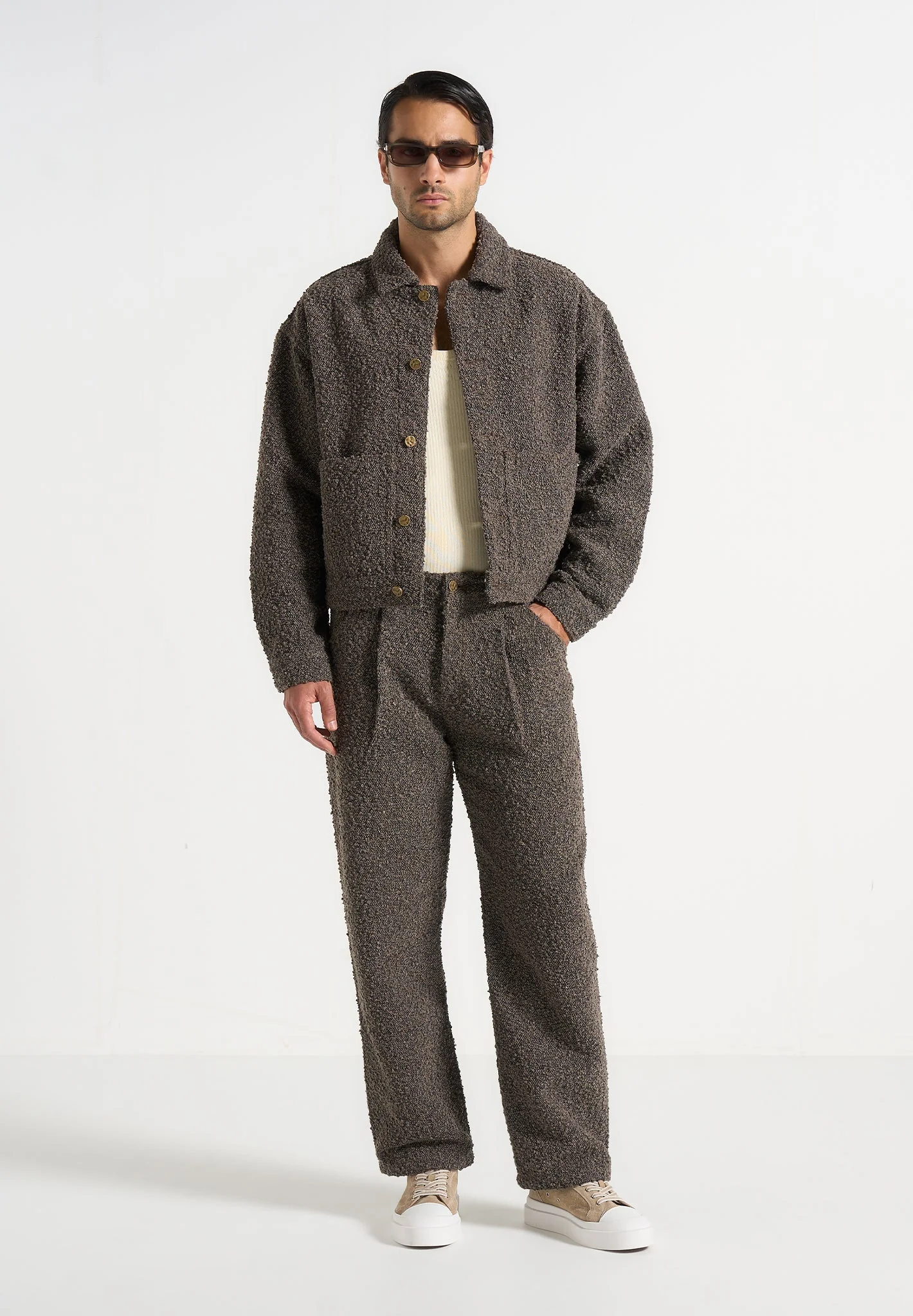 Arnault - Boucle Pleated Jeans - Brown - Image 6