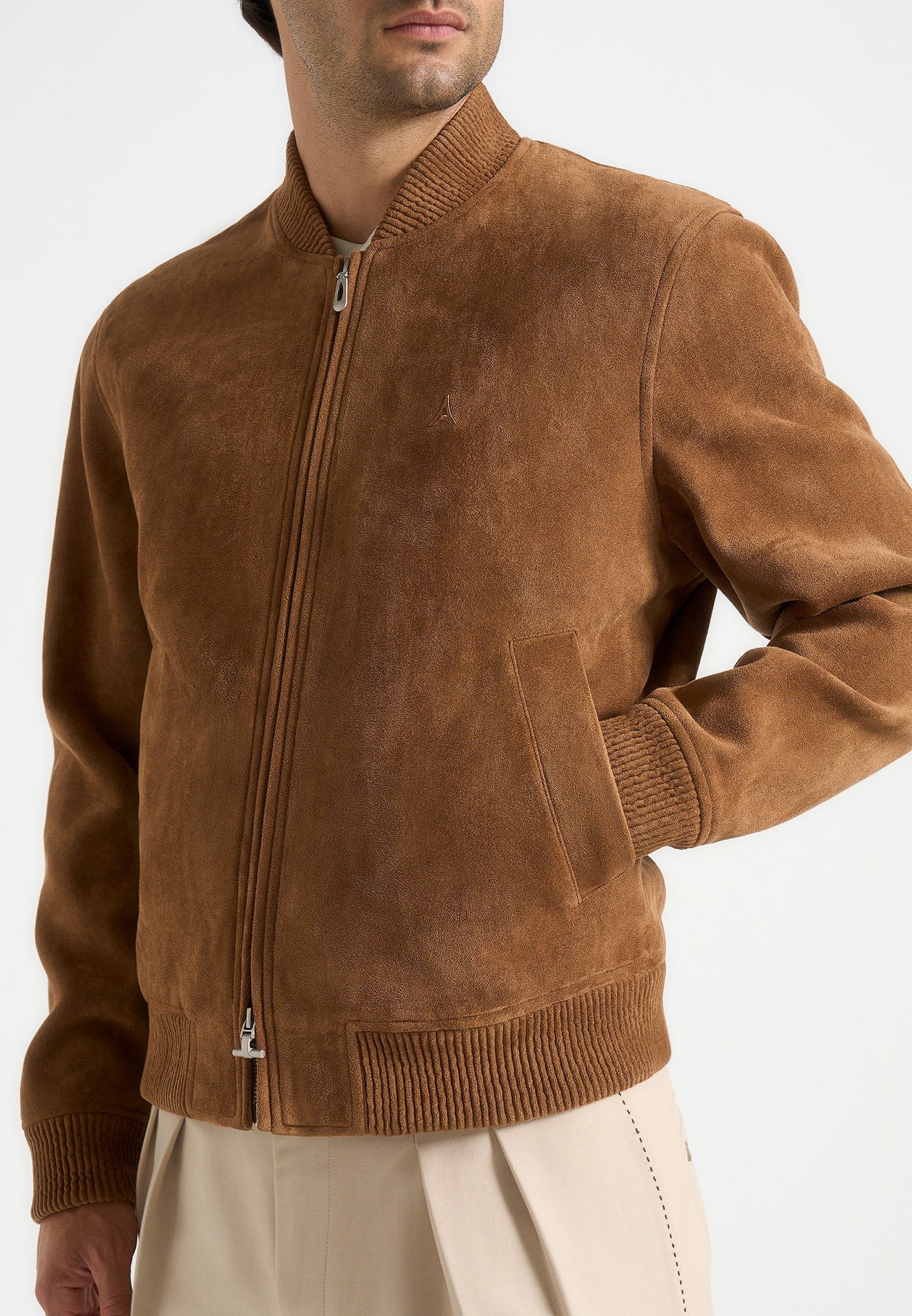 Arsene - Suede Bomber Jacket - Fawn - Image 3