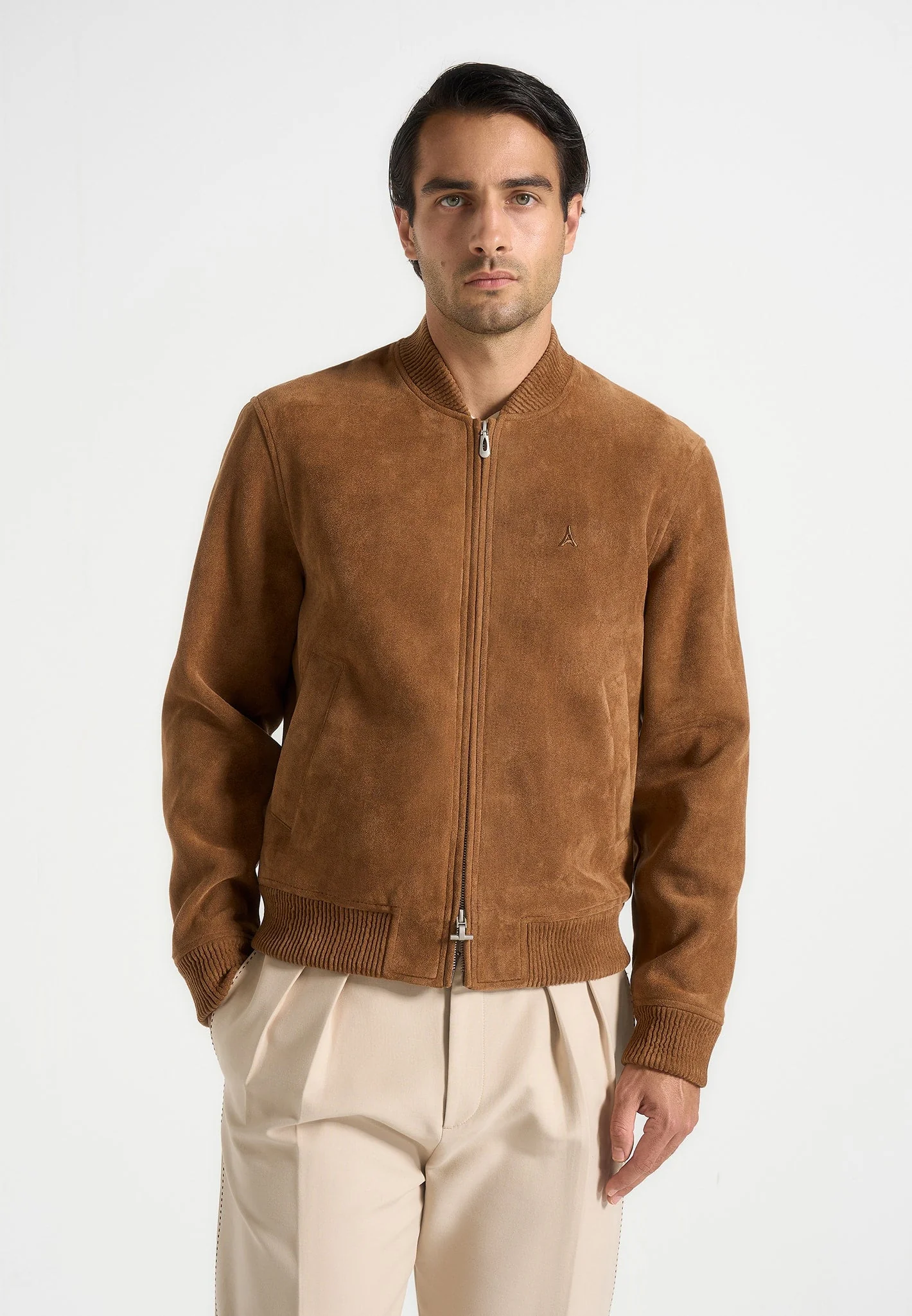 Arsene - Suede Bomber Jacket - Fawn - Image 4