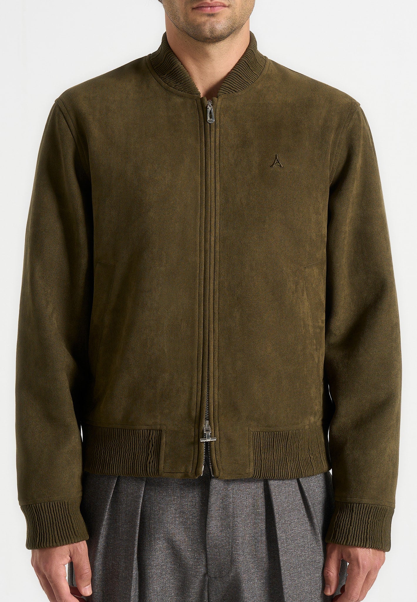 Arsene - Suede Bomber Jacket - Olive - Image 3
