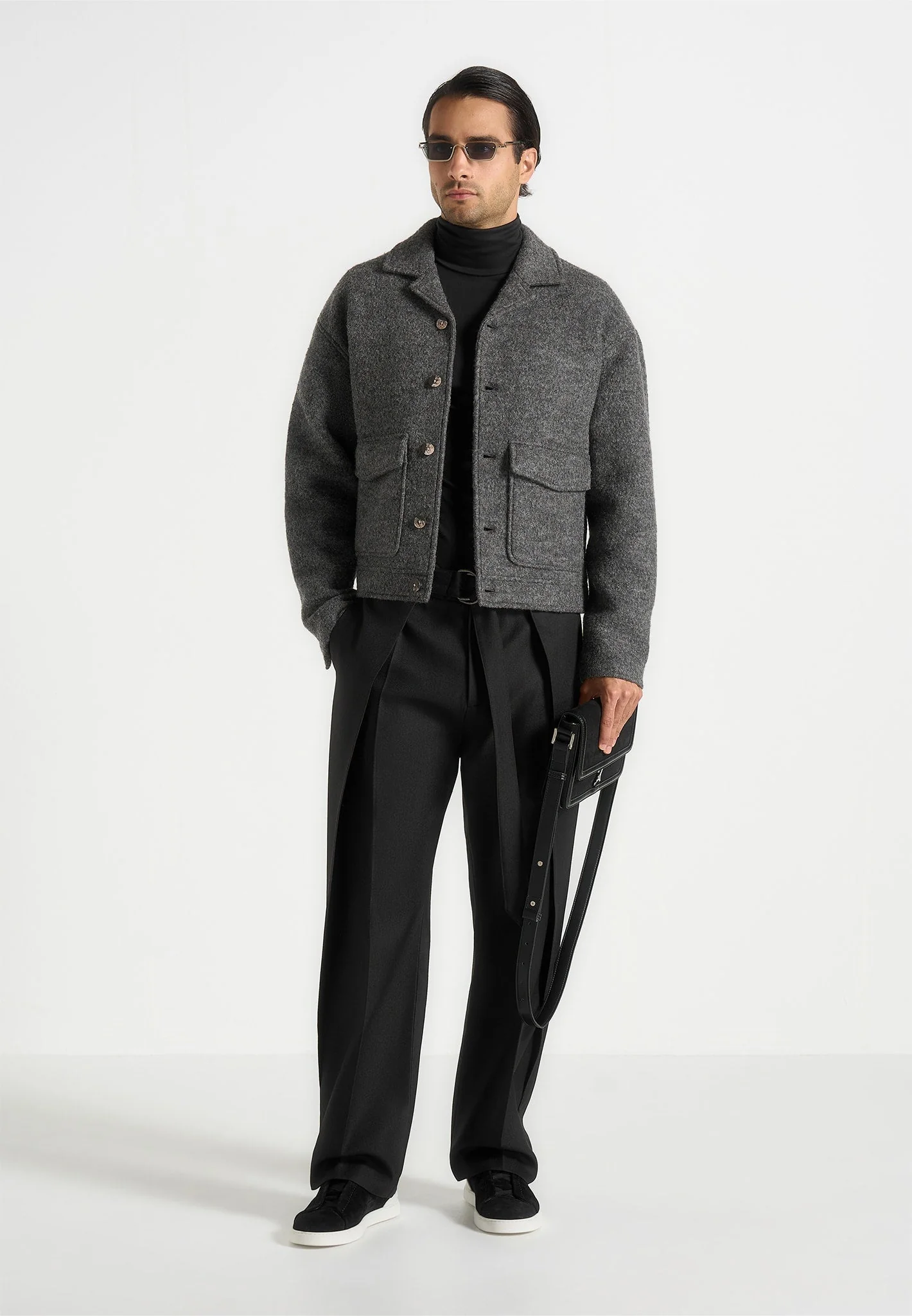 Aurel - Wool Jacket With Revere Collar - Grey - Image 3