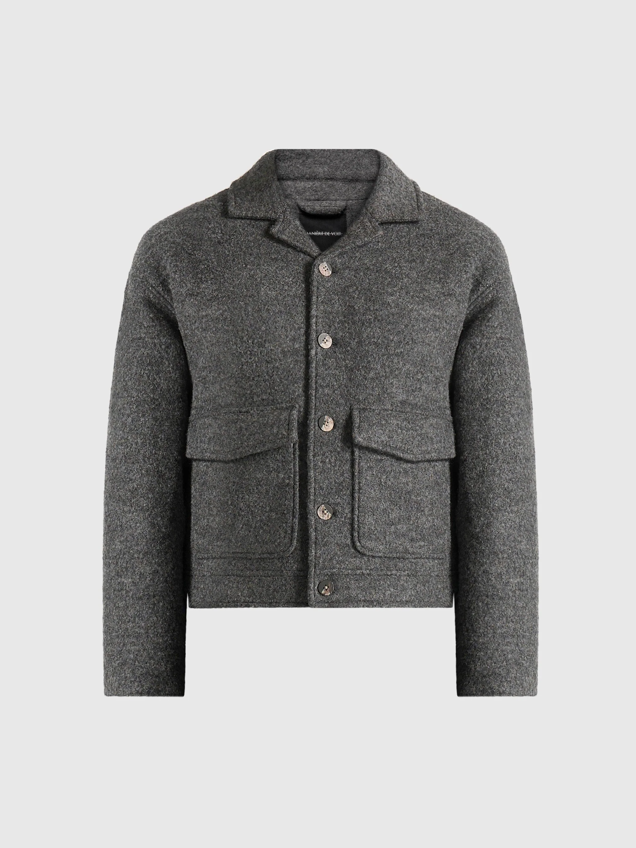 Aurel - Wool Jacket With Revere Collar - Grey - Image 8