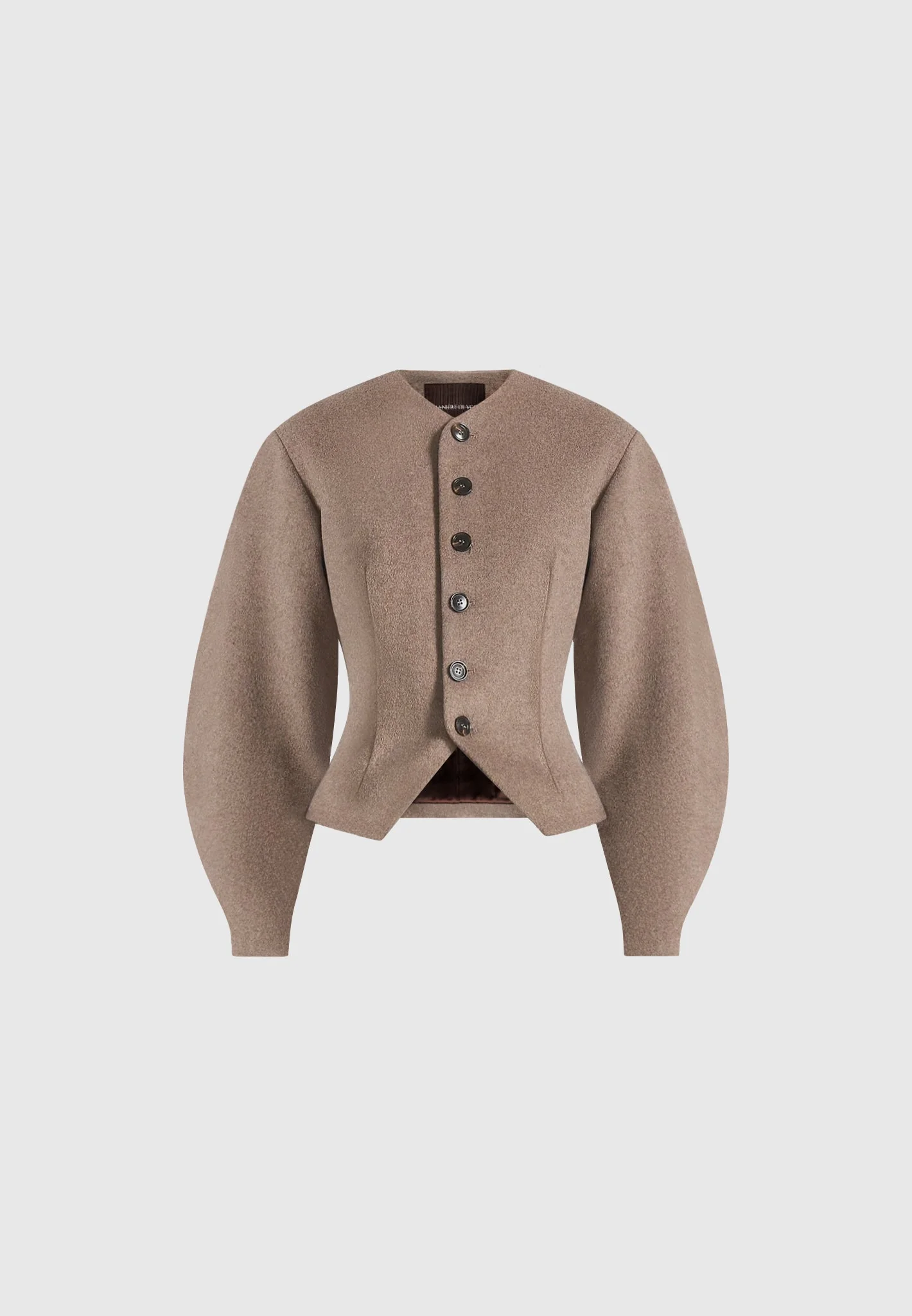 Aya - Wool Hourglass Jacket - Taupe - Image 8