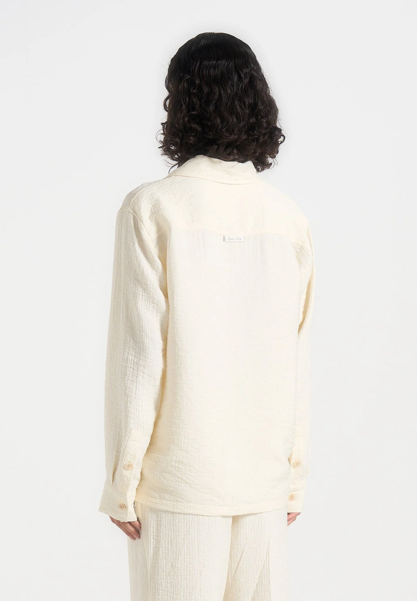 Bailey - Unisex Textured Long Sleeve Shirt - Cream - Image 7