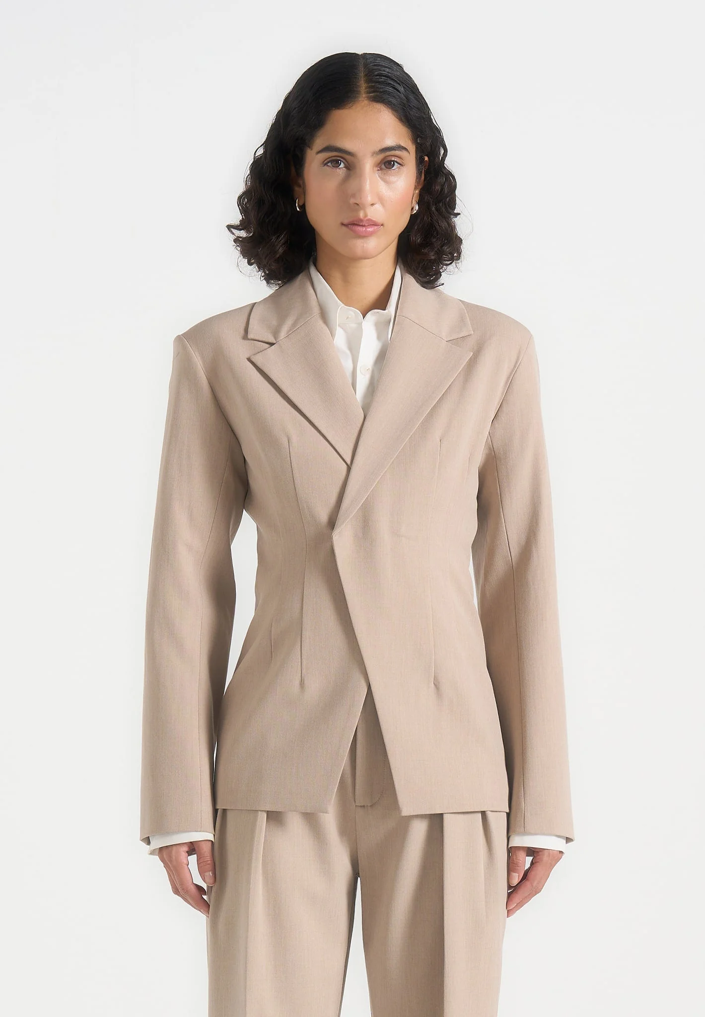 Beatrice - Tailored Cinched Blazer - Beige - Image 2