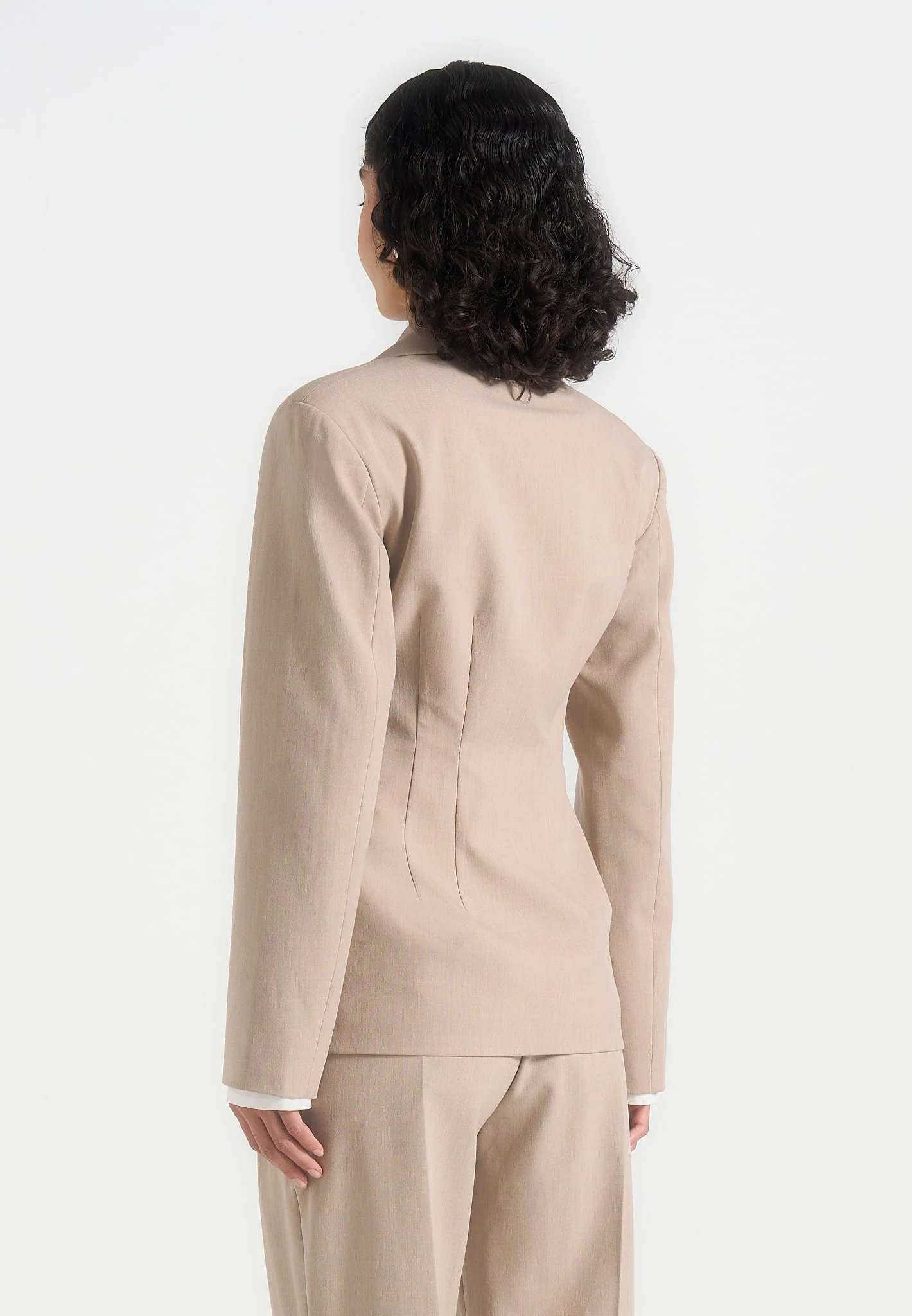 Beatrice - Tailored Cinched Blazer - Beige - Image 3