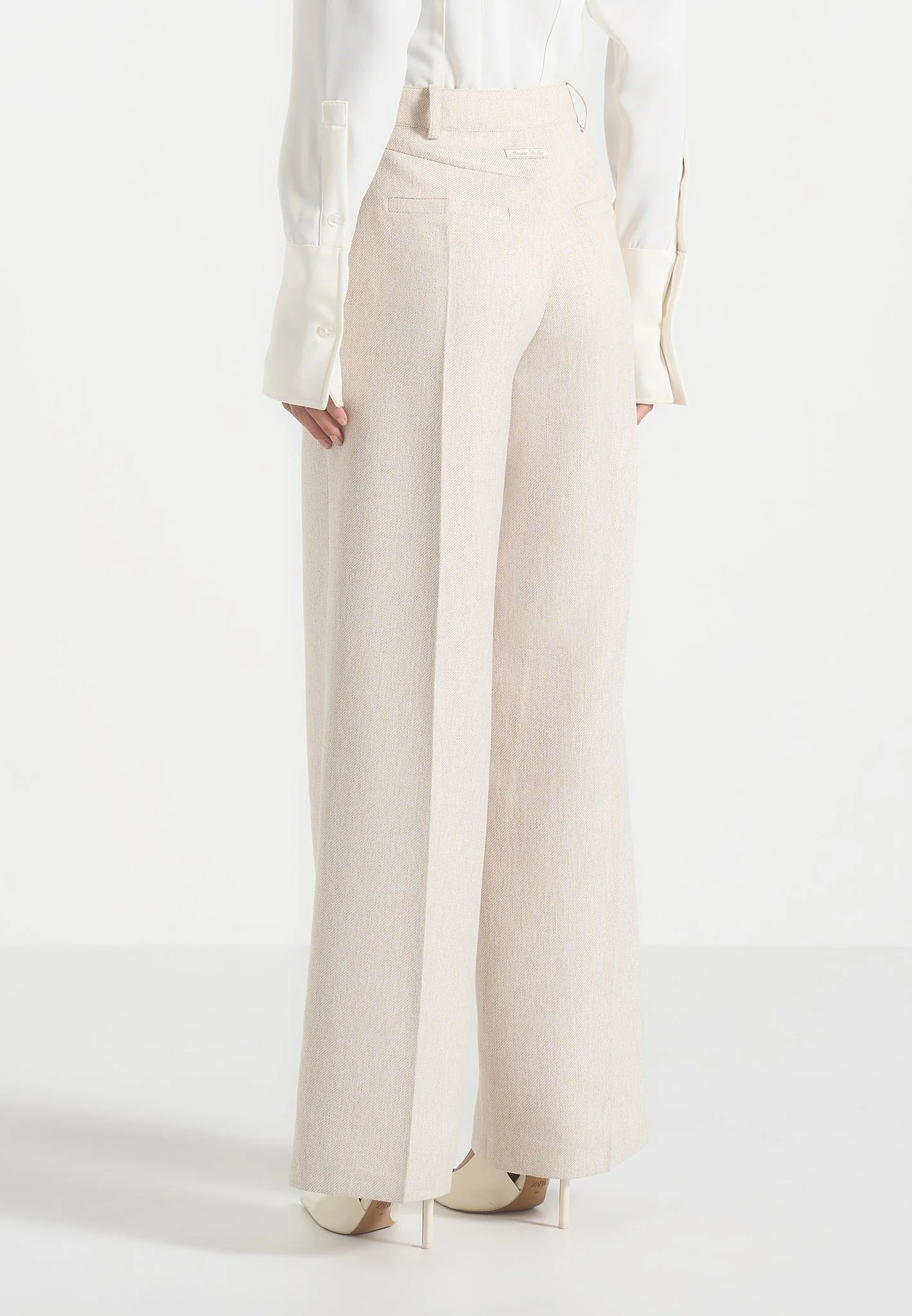 Beryl - Wrap Tailored Trousers With Hardware Detail - Cream - Image 4