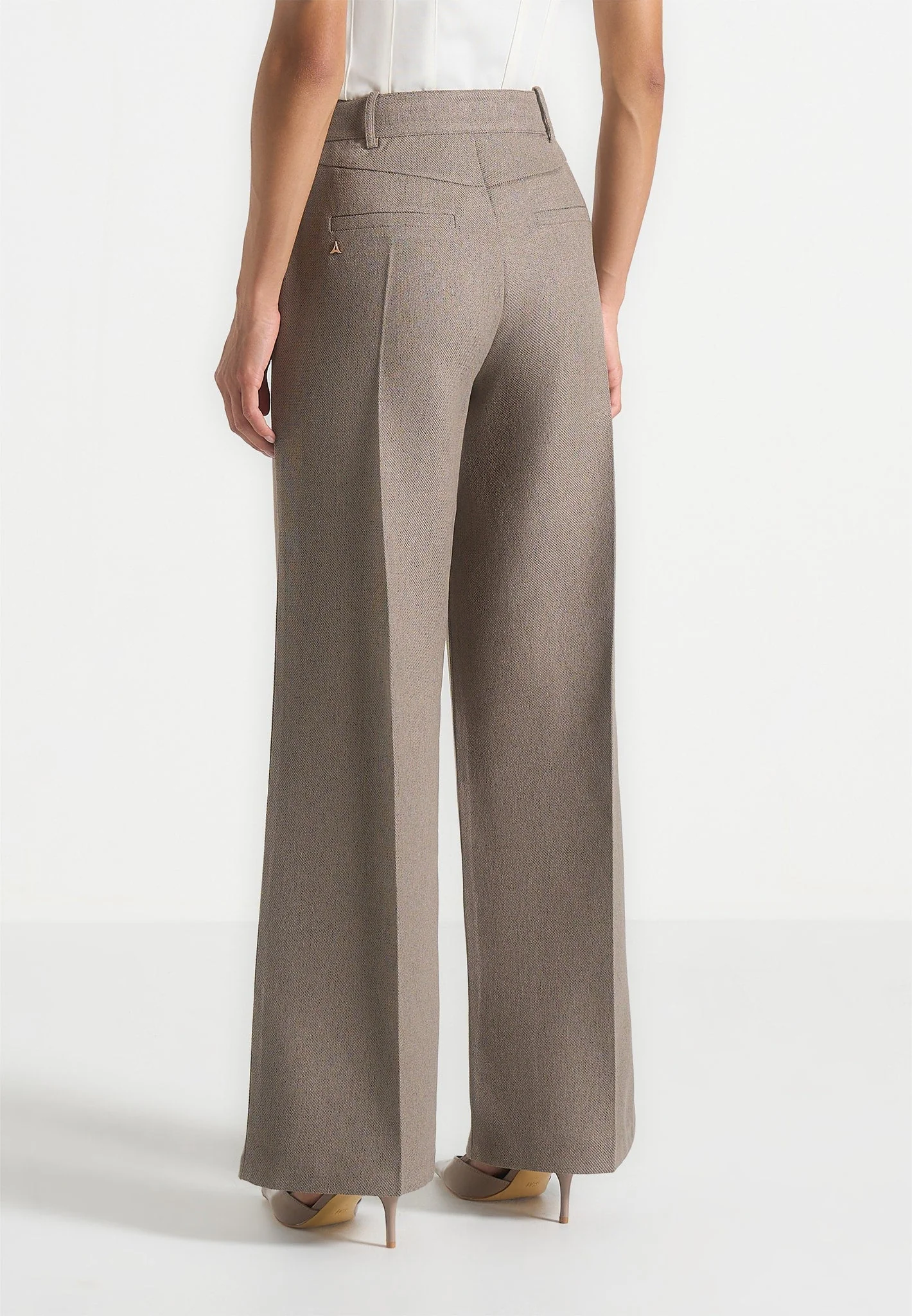 Beryl - Wrap Tailored Trousers With Hardware Detail - Taupe - Image 5