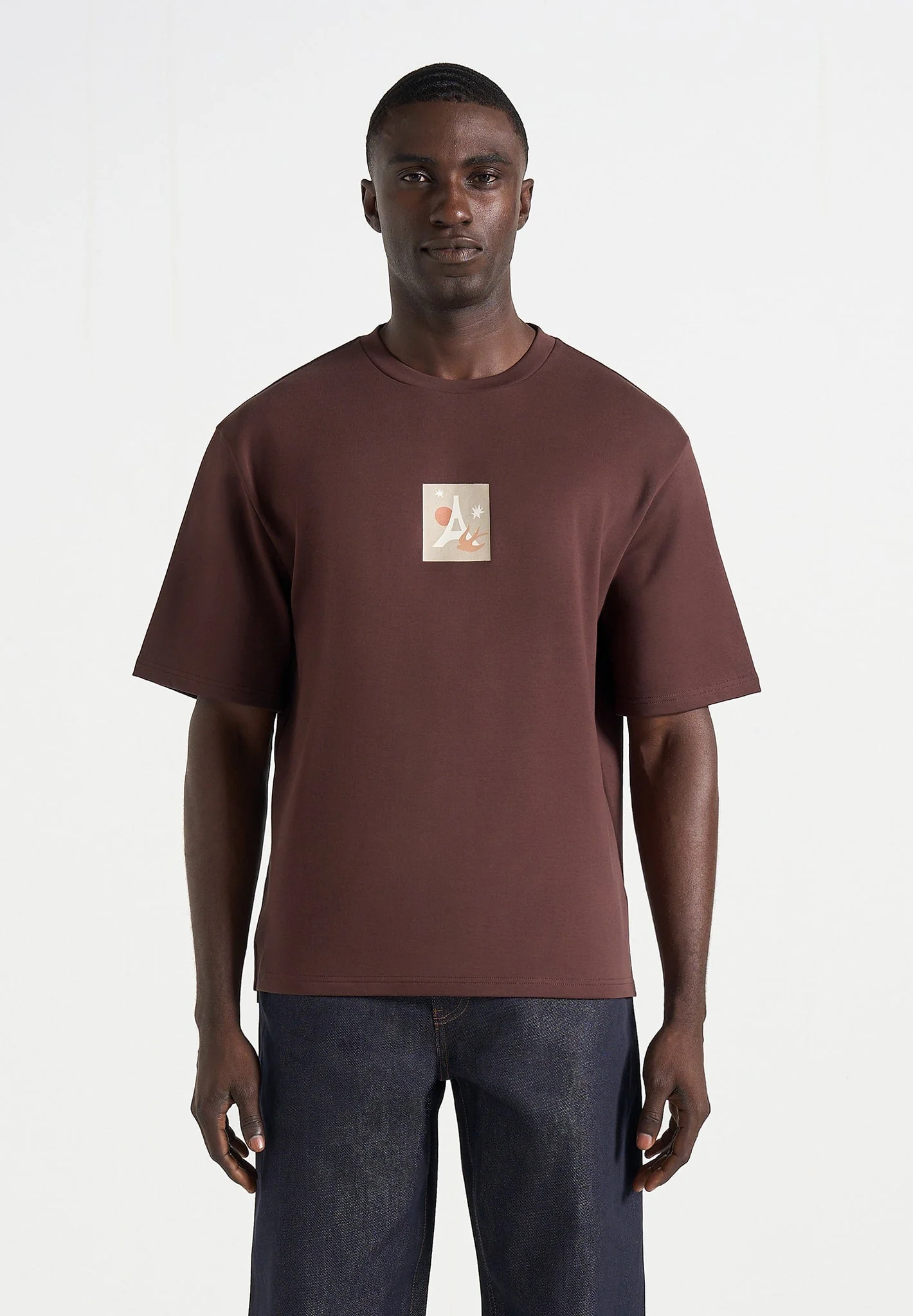 Thibault - Bird Detail Cotton T-Shirt - Brown - Image 3
