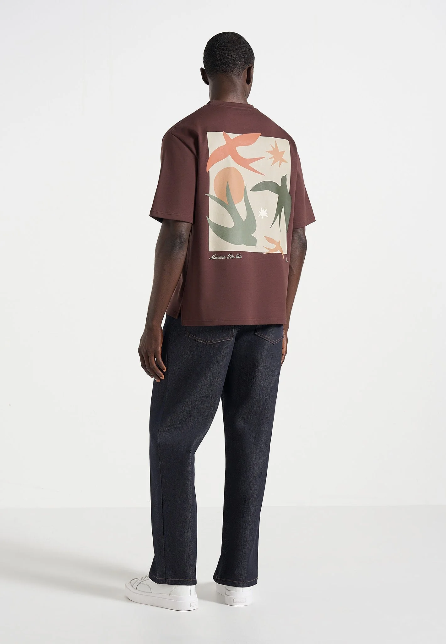 Thibault - Bird Detail Cotton T-Shirt - Brown - Image 6