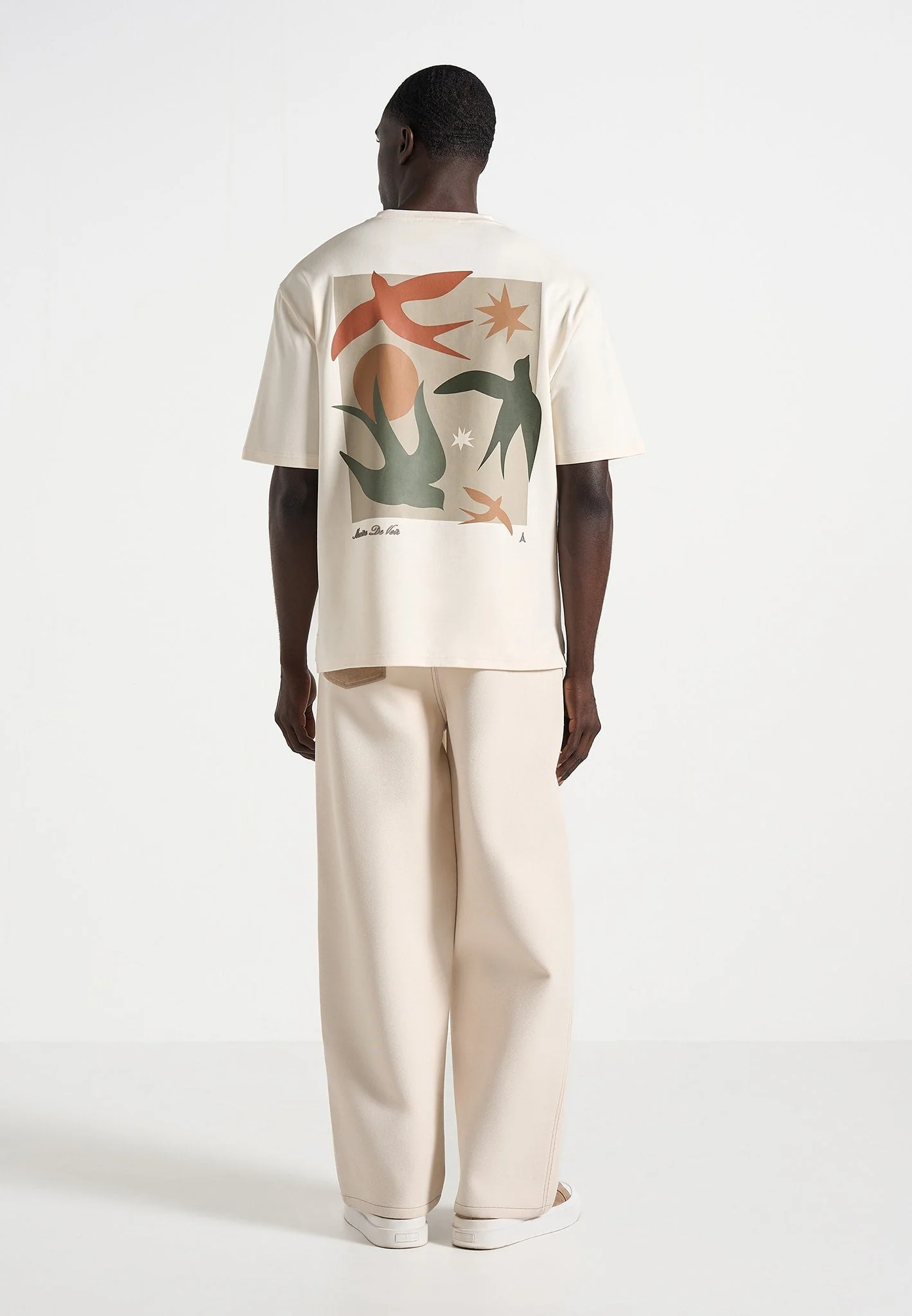 Thibault - Bird Detail Cotton T-Shirt - Cream