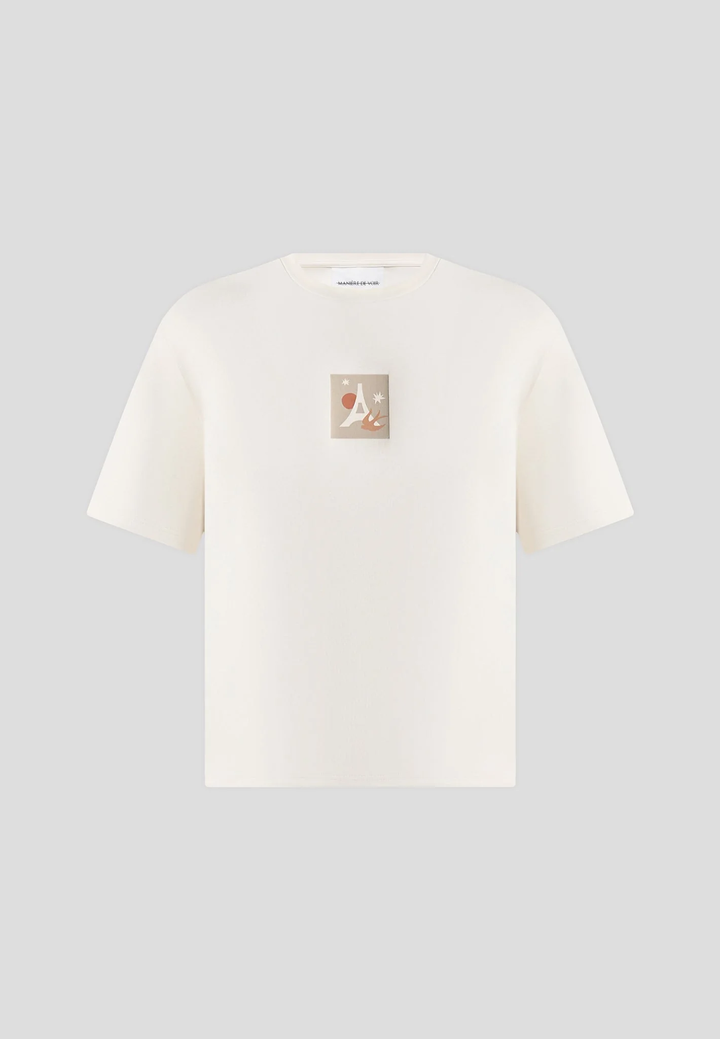 Thibault - Bird Detail Cotton T-Shirt - Cream - Image 4