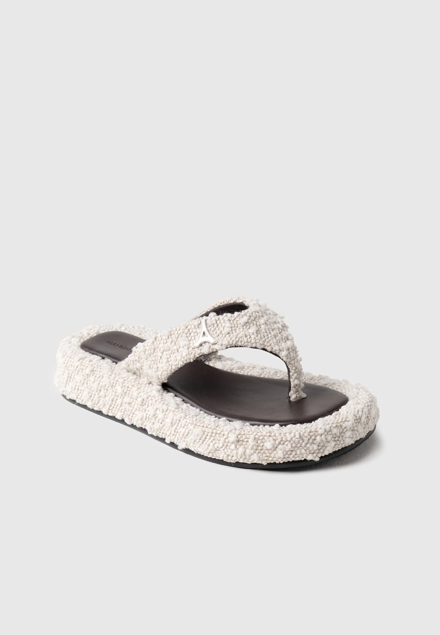 Rosalie - Boucle Flatform Sandals - Off White/Brown - Image 4