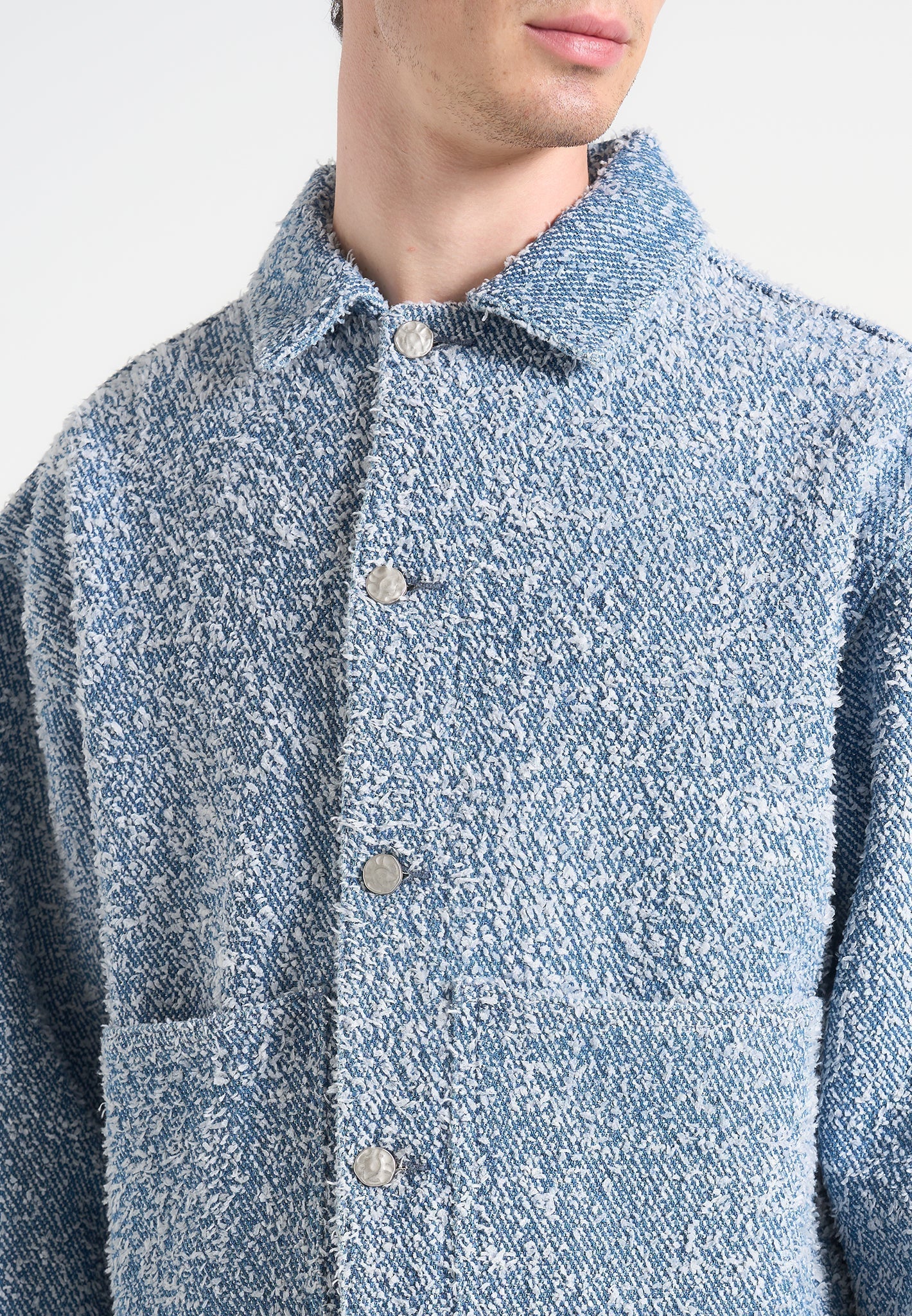 Damien - Boucle Jacket with Back Pleat - Blue - Image 5