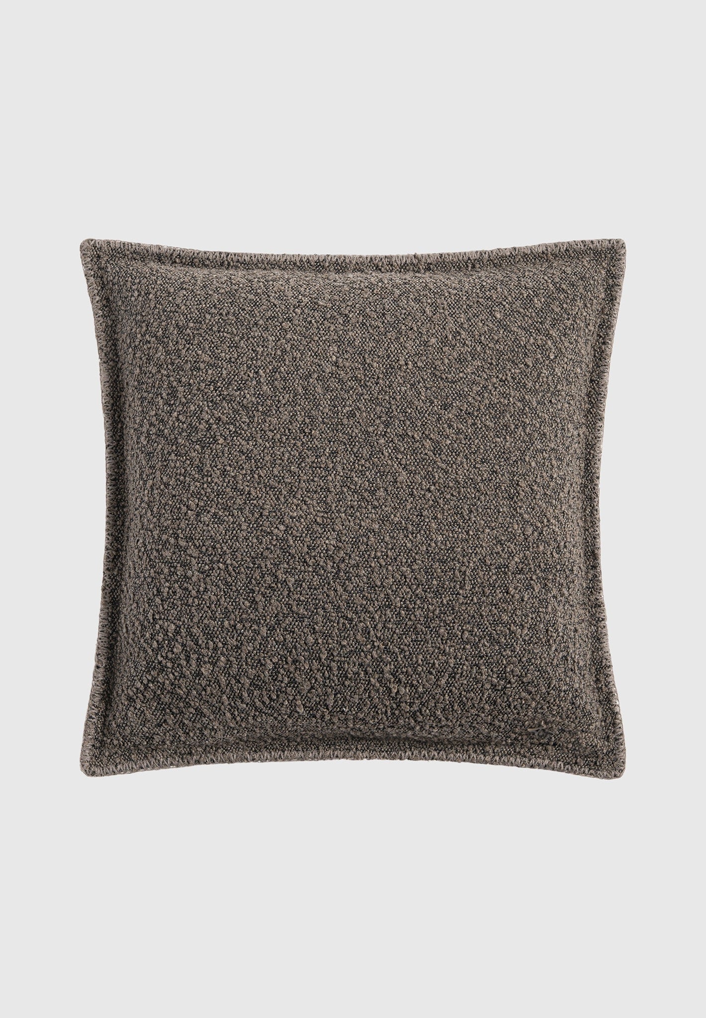 Boucle & Whipstitch Reversible Cushion - Brown/Cream - Image 2