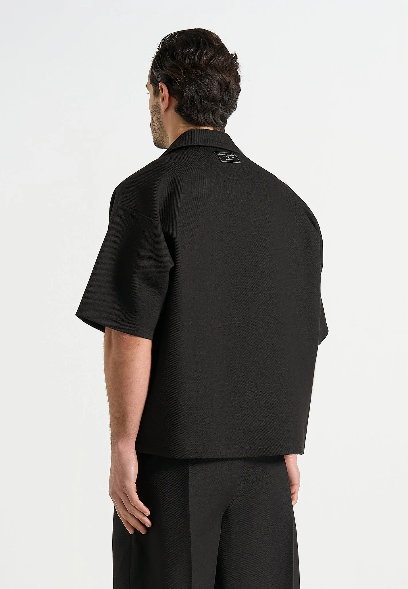 Abel - Boxy Twill Double Breasted Shirt - Black - Image 4