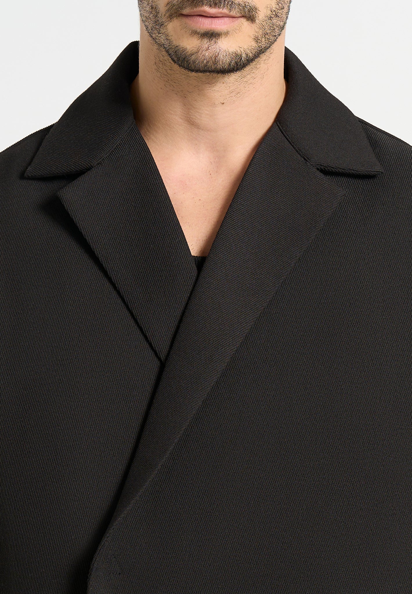 Abel - Boxy Twill Double Breasted Shirt - Black - Image 5