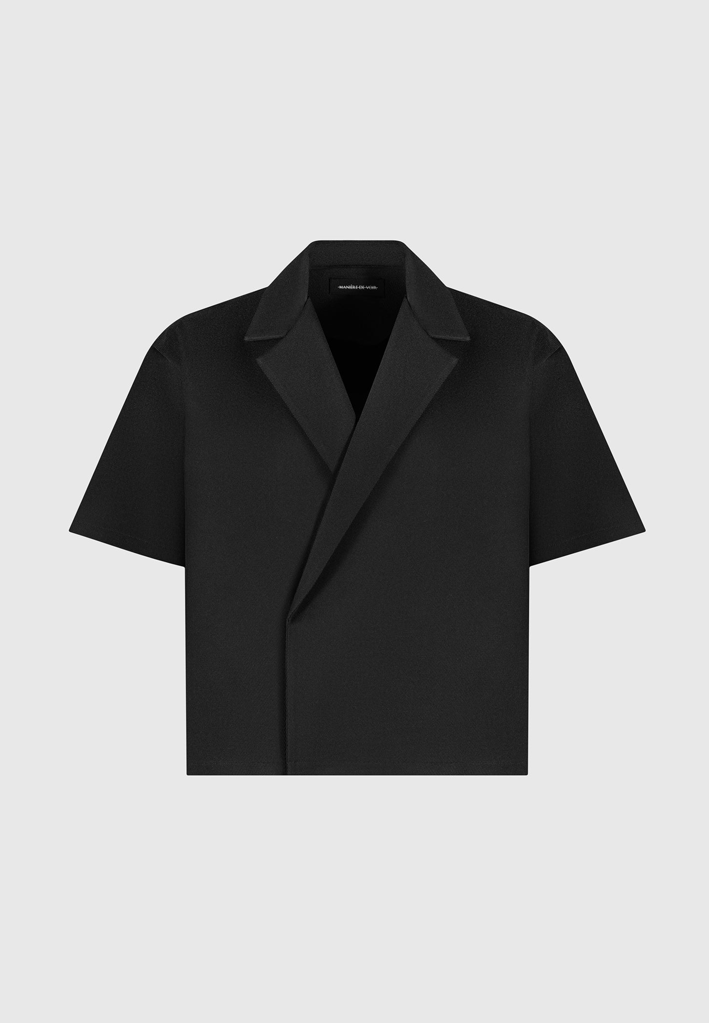 Abel - Boxy Twill Double Breasted Shirt - Black - Image 6