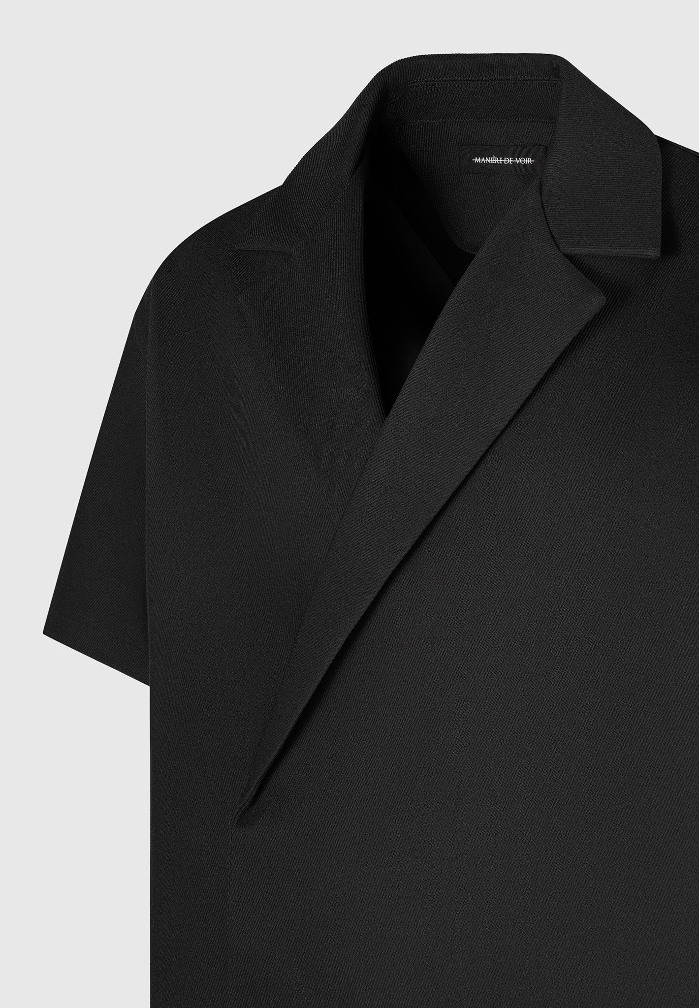 Abel - Boxy Twill Double Breasted Shirt - Black - Image 7