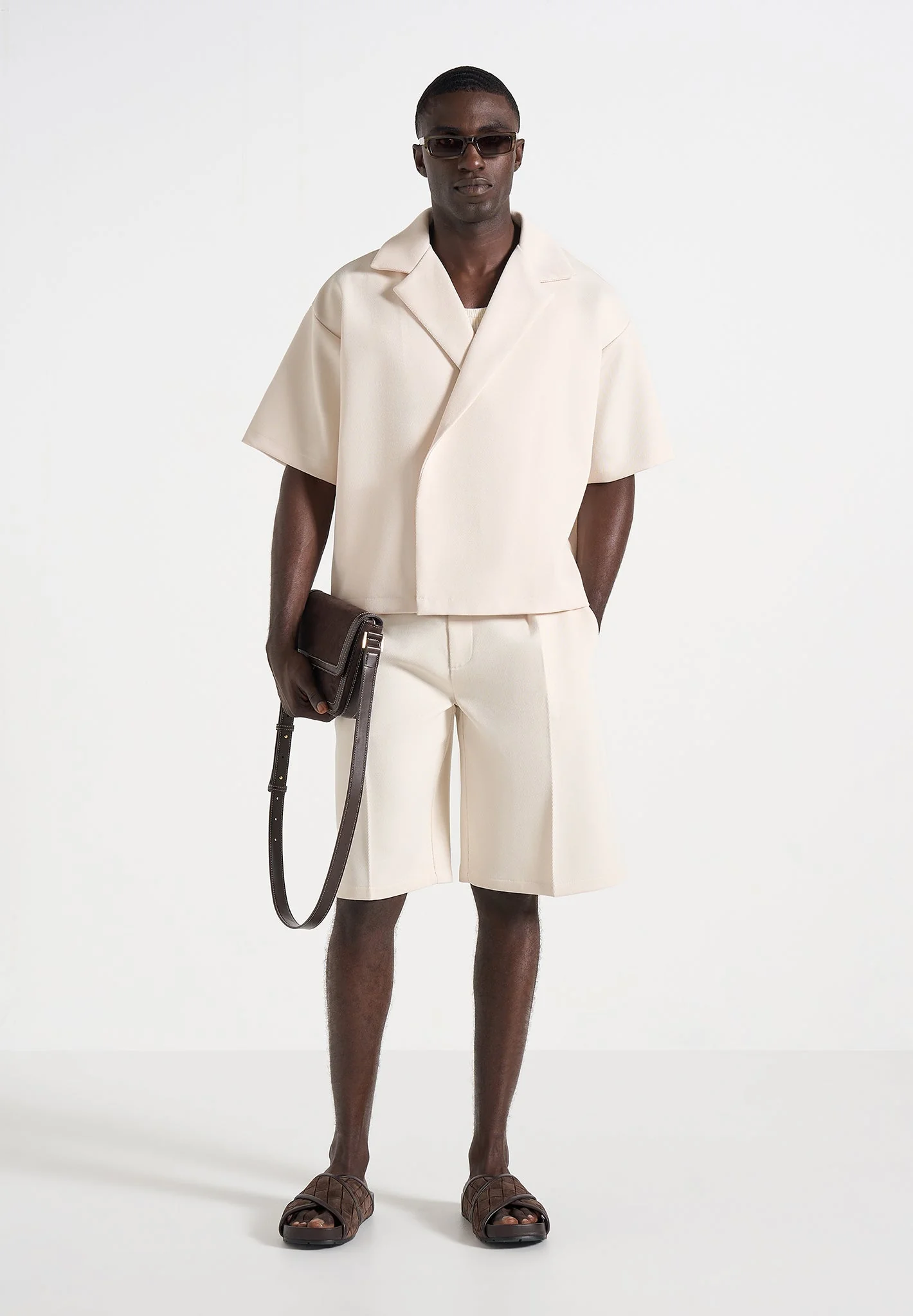 Abel - Boxy Twill Double Breasted Shirt - Cream - Image 4
