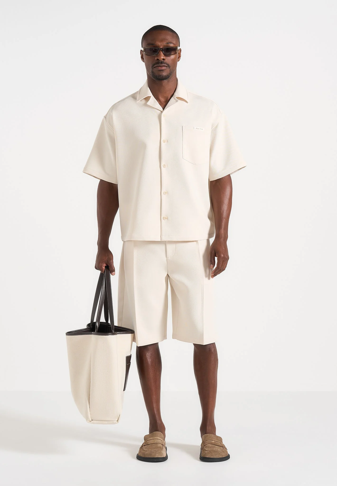 Brook - Unisex Signature Twill Boxy Shirt - Cream - Image 4