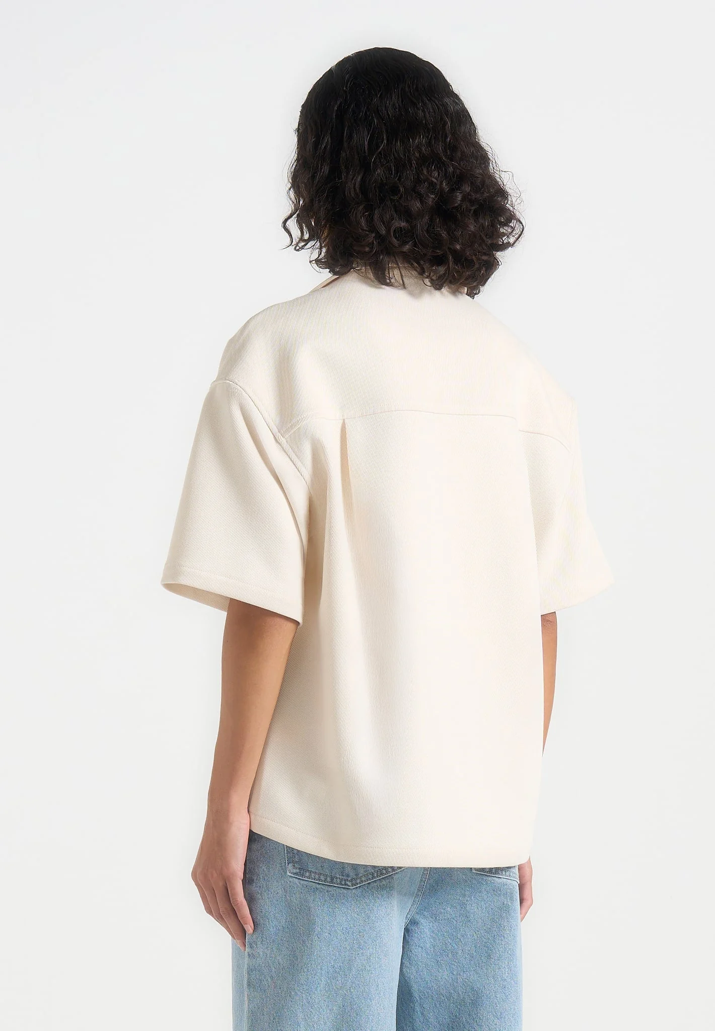 Brook - Unisex Signature Twill Boxy Shirt - Cream - Image 5