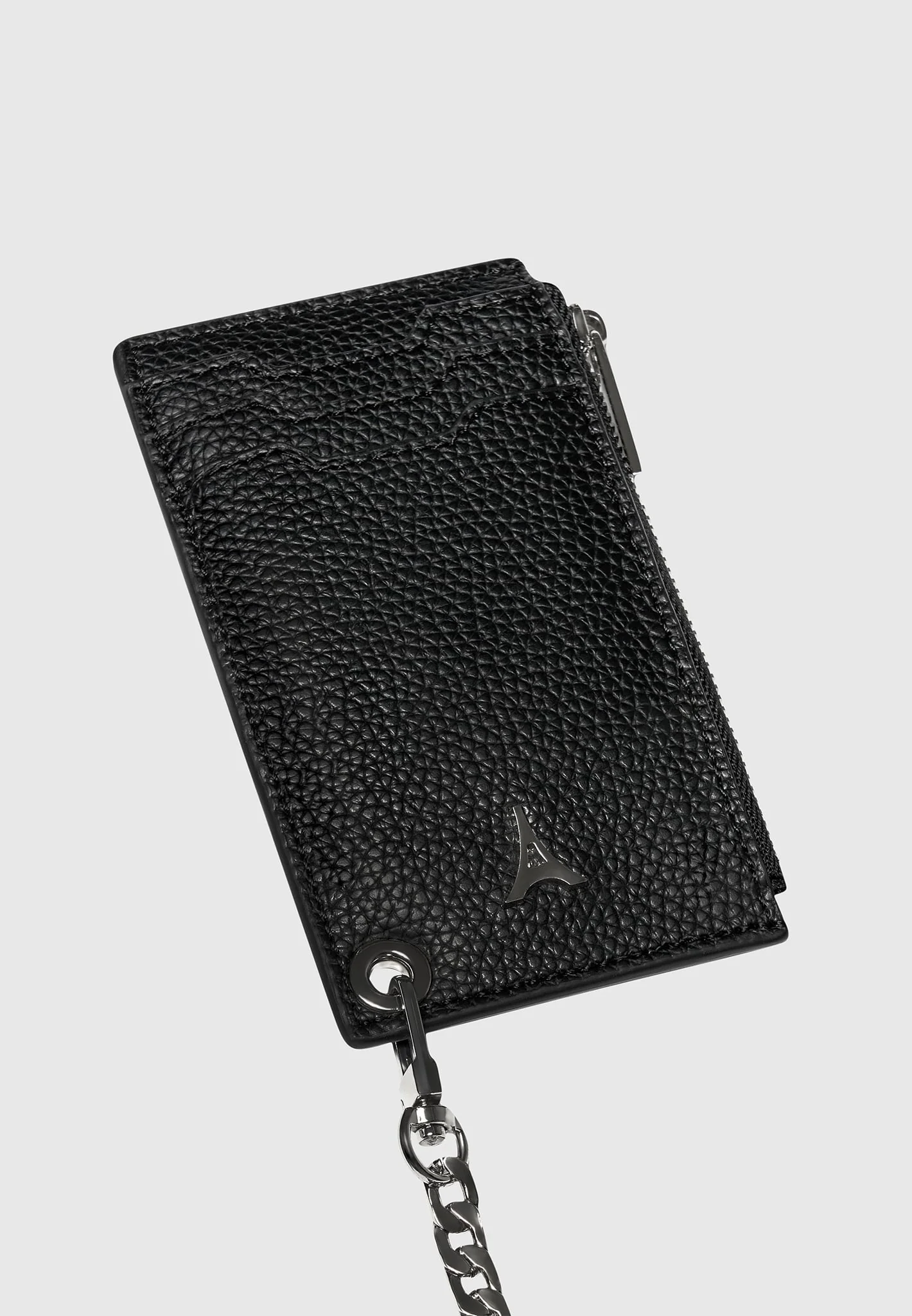 Leather Cardholder with Chain - Black - Image 6