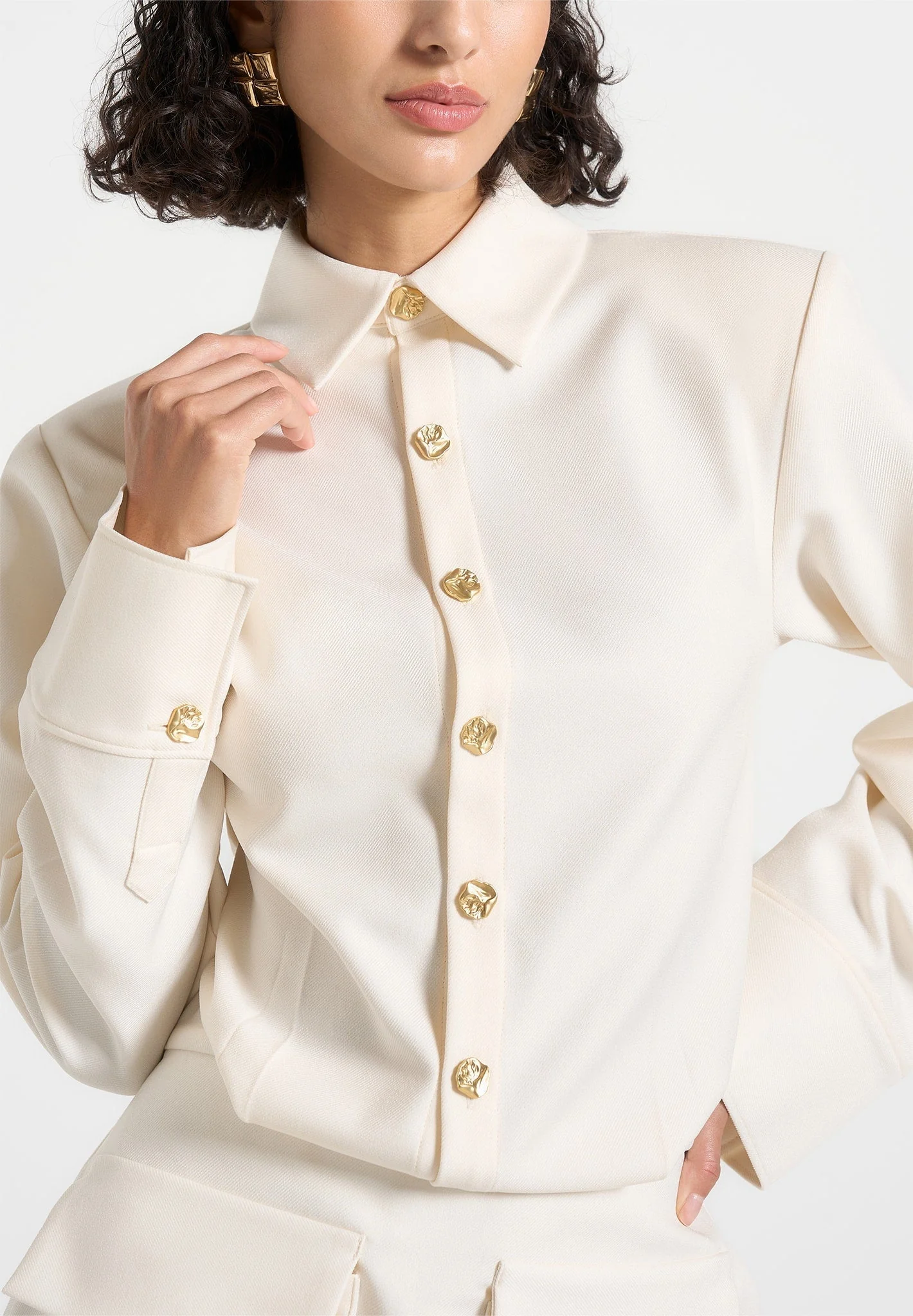 Laure - Cargo Shirt Mini Dress - Cream - Image 3