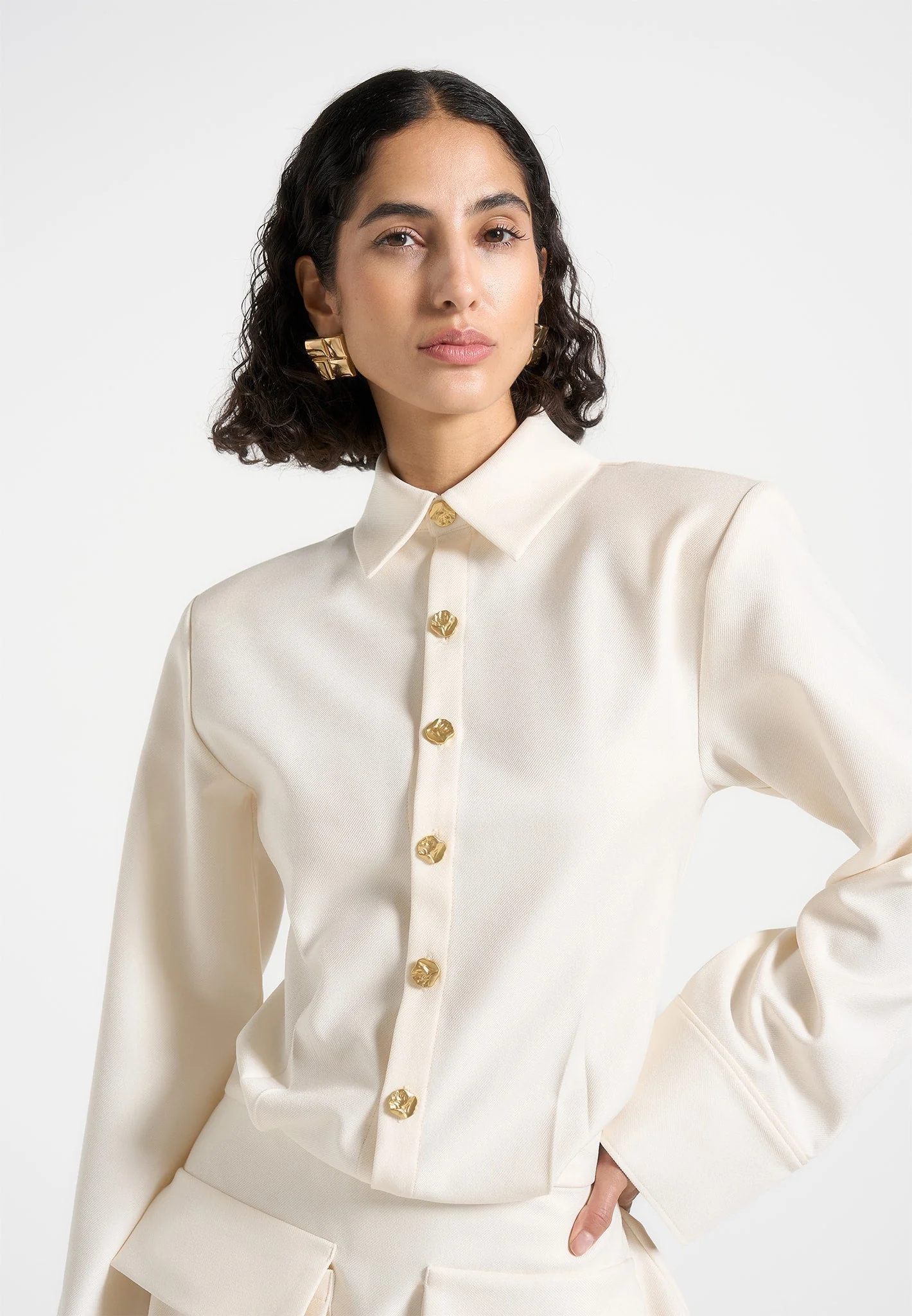Laure - Cargo Shirt Mini Dress - Cream - Image 4