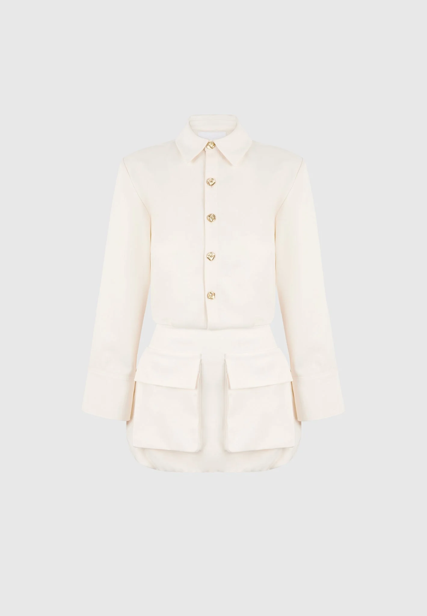 Laure - Cargo Shirt Mini Dress - Cream - Image 7